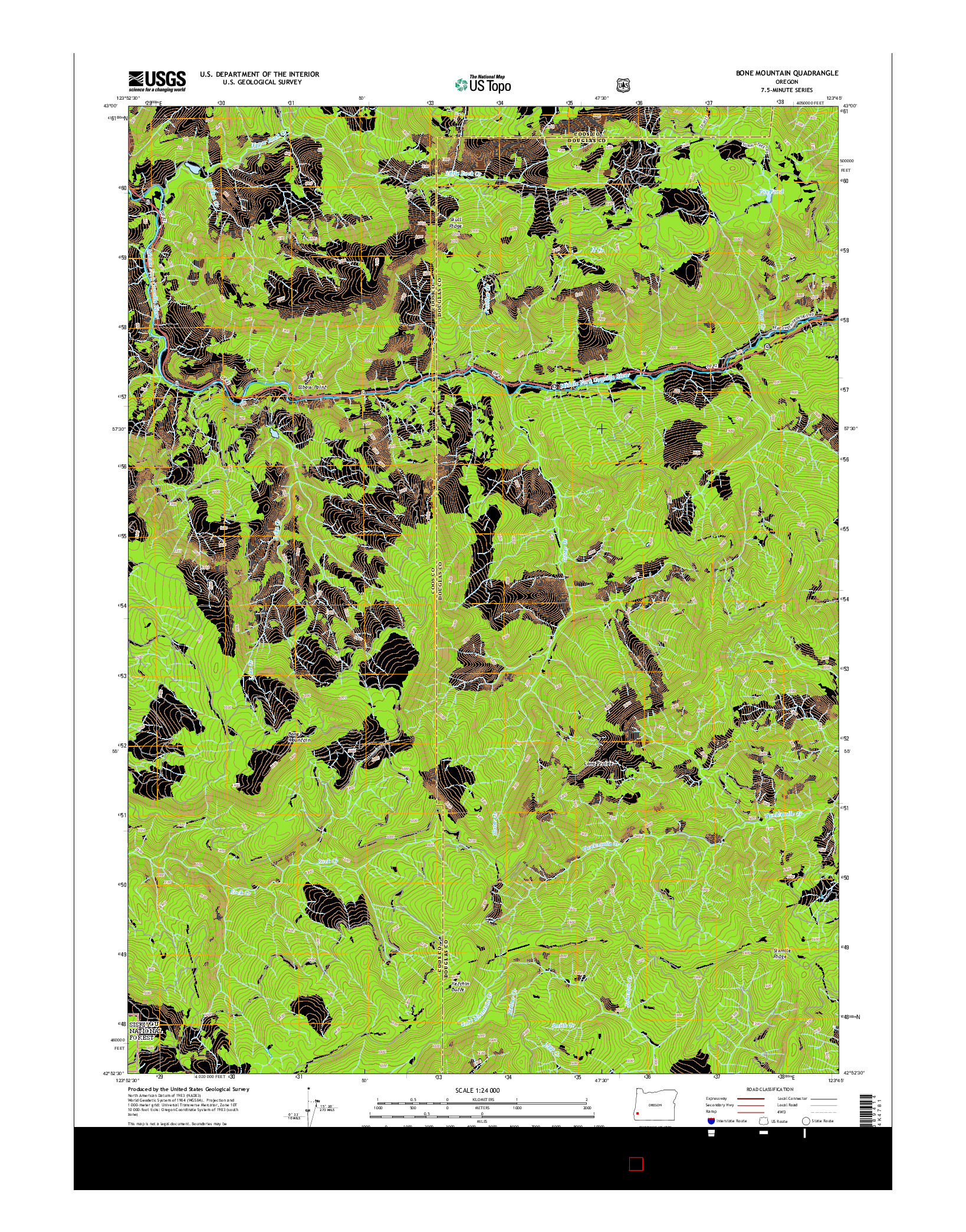 USGS US TOPO 7.5-MINUTE MAP FOR BONE MOUNTAIN, OR 2014