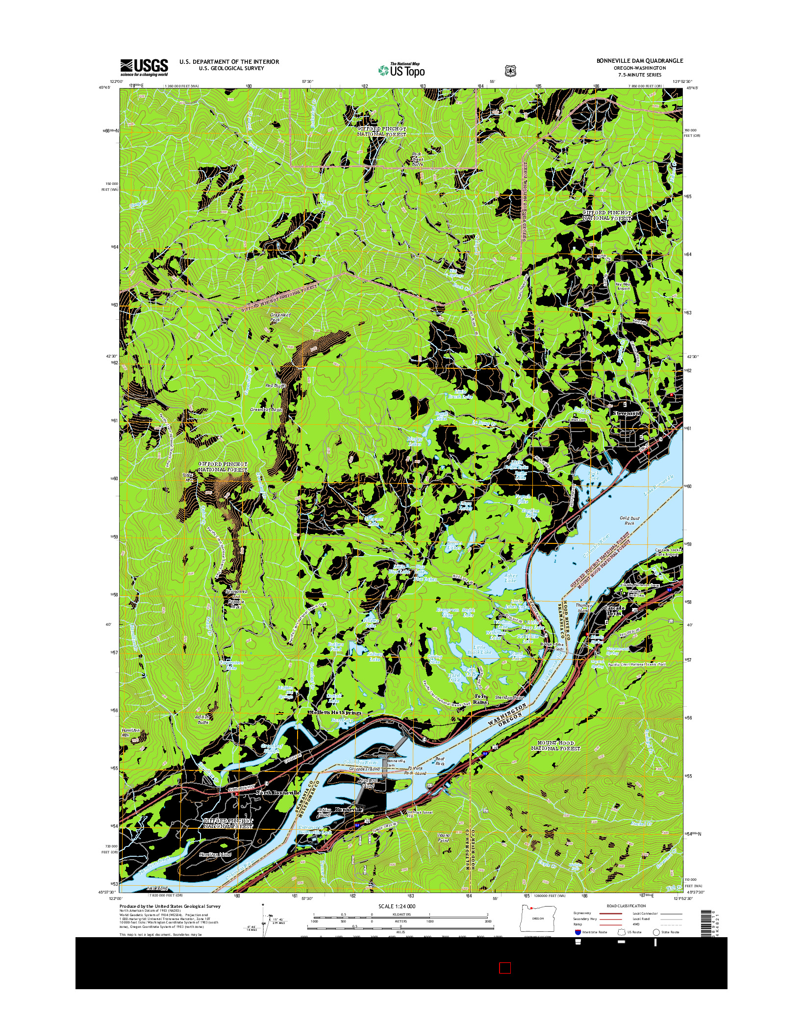 USGS US TOPO 7.5-MINUTE MAP FOR BONNEVILLE DAM, OR-WA 2014