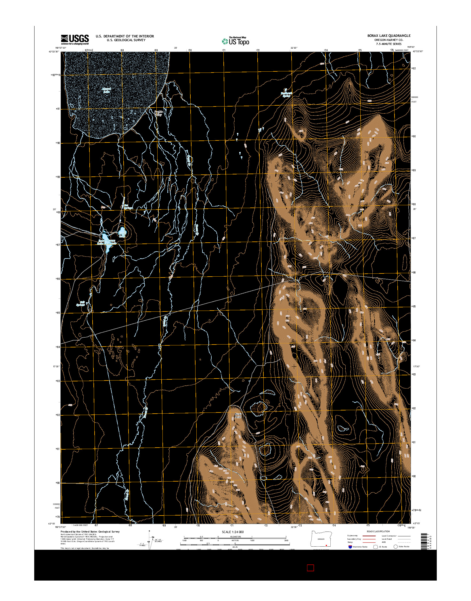 USGS US TOPO 7.5-MINUTE MAP FOR BORAX LAKE, OR 2014