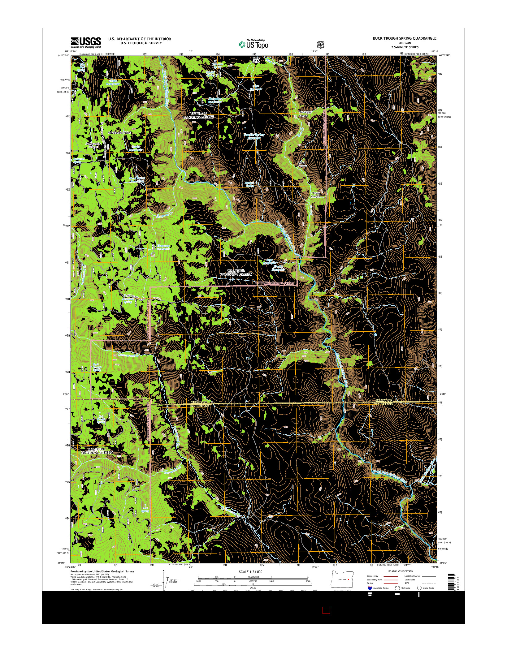 USGS US TOPO 7.5-MINUTE MAP FOR BUCK TROUGH SPRING, OR 2014