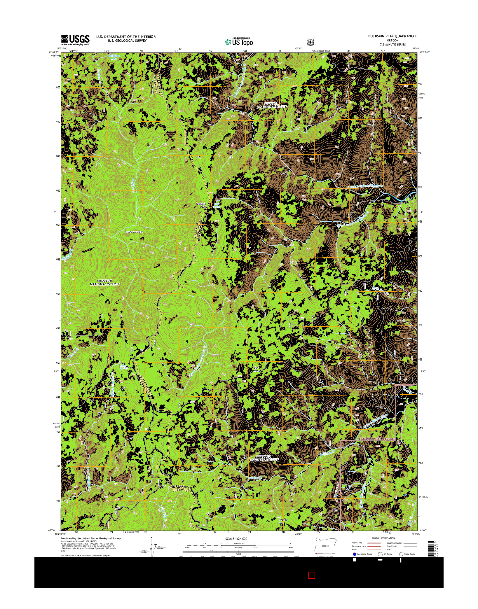USGS US TOPO 7.5-MINUTE MAP FOR BUCKSKIN PEAK, OR 2014