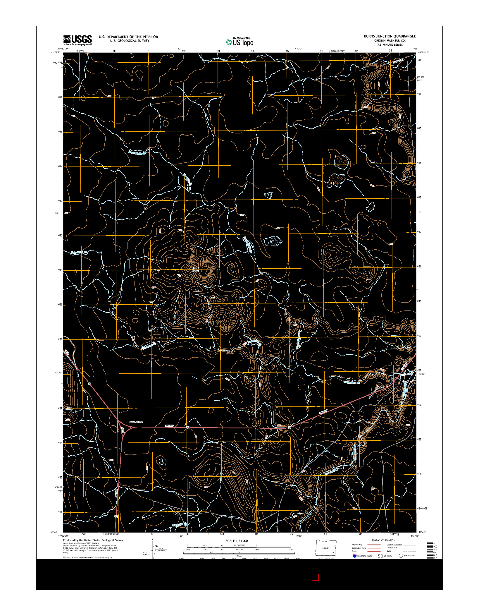 USGS US TOPO 7.5-MINUTE MAP FOR BURNS JUNCTION, OR 2014
