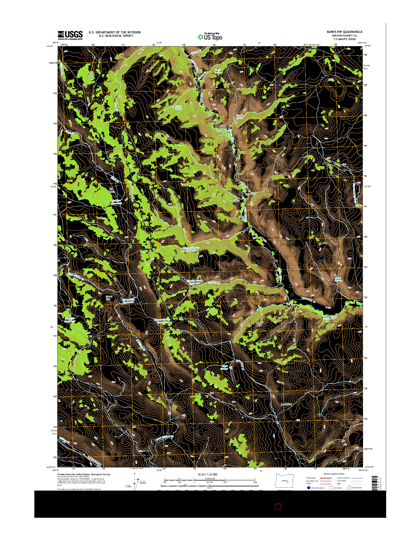 USGS US TOPO 7.5-MINUTE MAP FOR BURNS NW, OR 2014