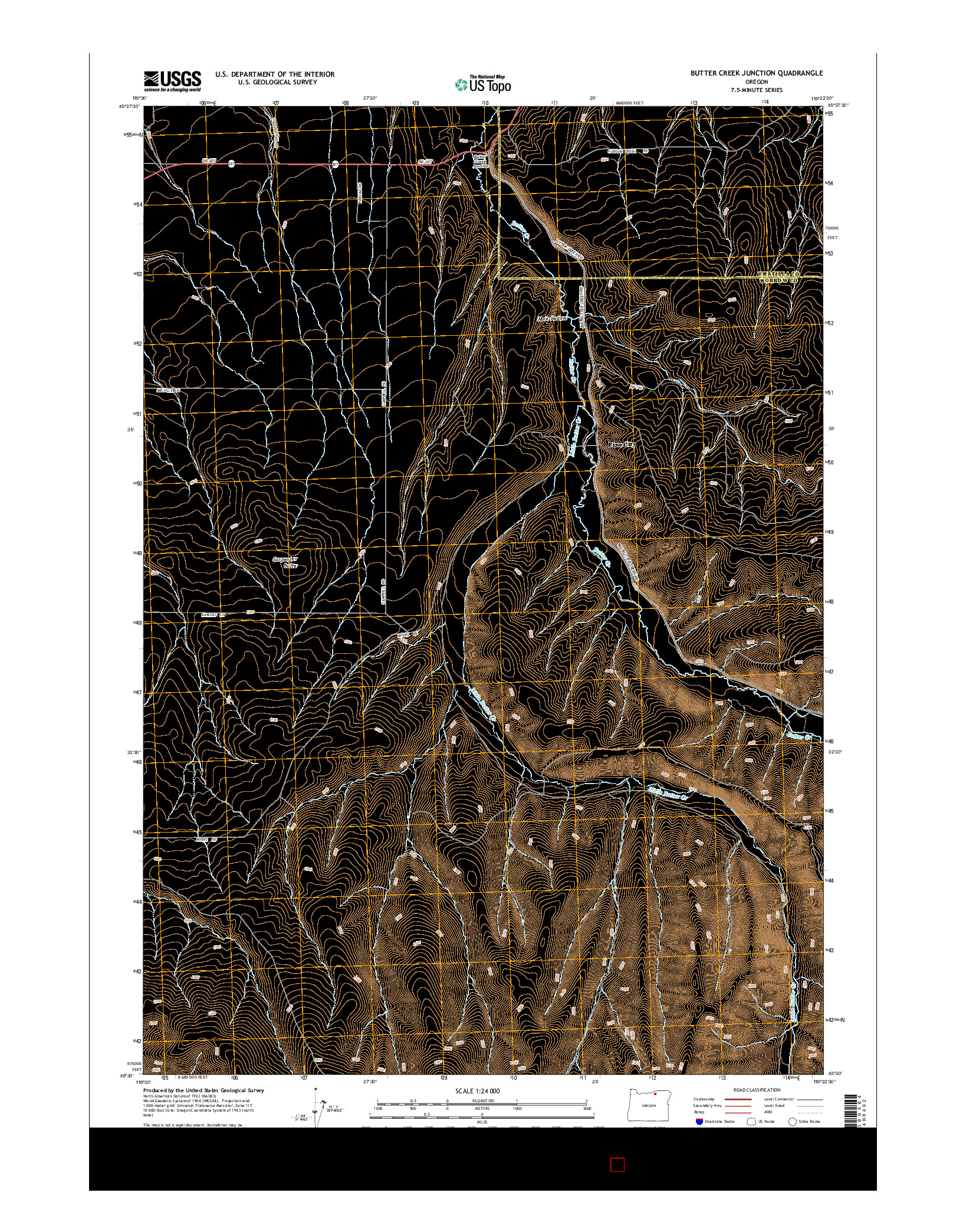 USGS US TOPO 7.5-MINUTE MAP FOR BUTTER CREEK JUNCTION, OR 2014