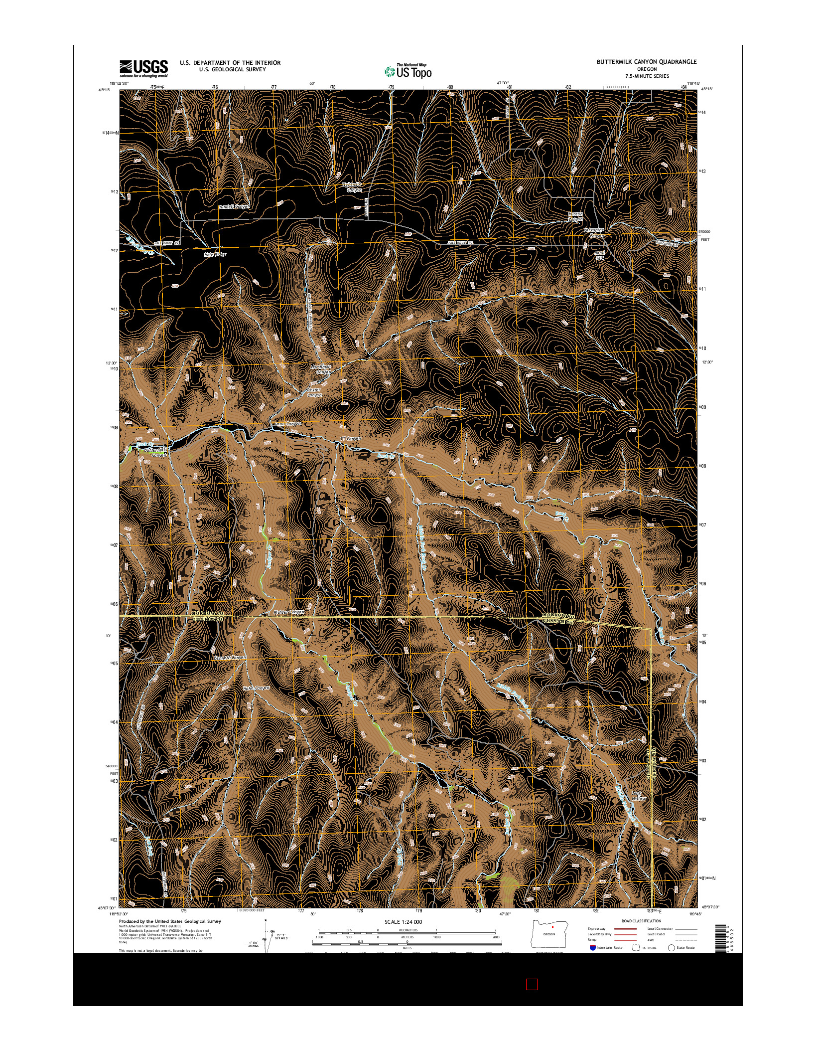 USGS US TOPO 7.5-MINUTE MAP FOR BUTTERMILK CANYON, OR 2014