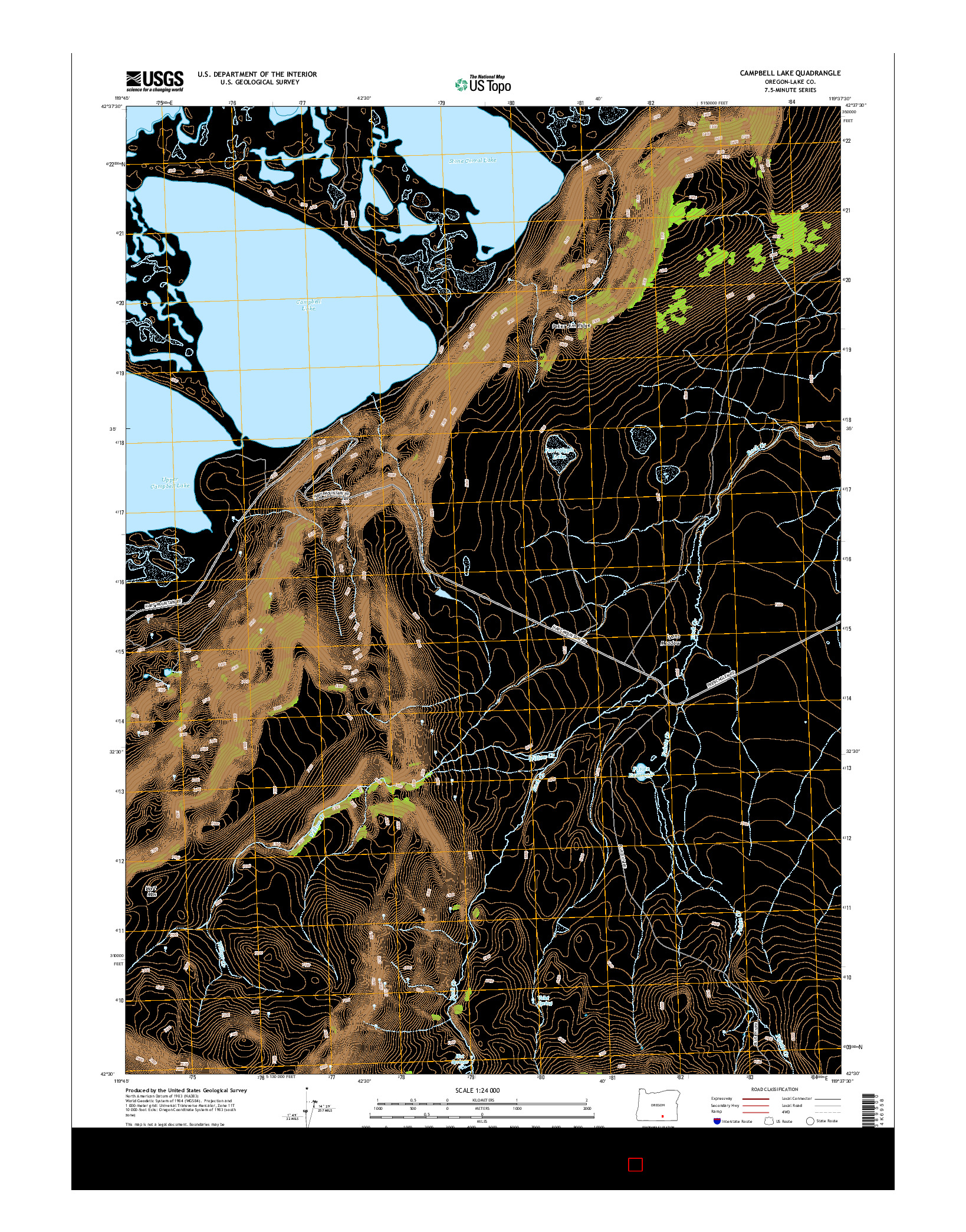 USGS US TOPO 7.5-MINUTE MAP FOR CAMPBELL LAKE, OR 2014