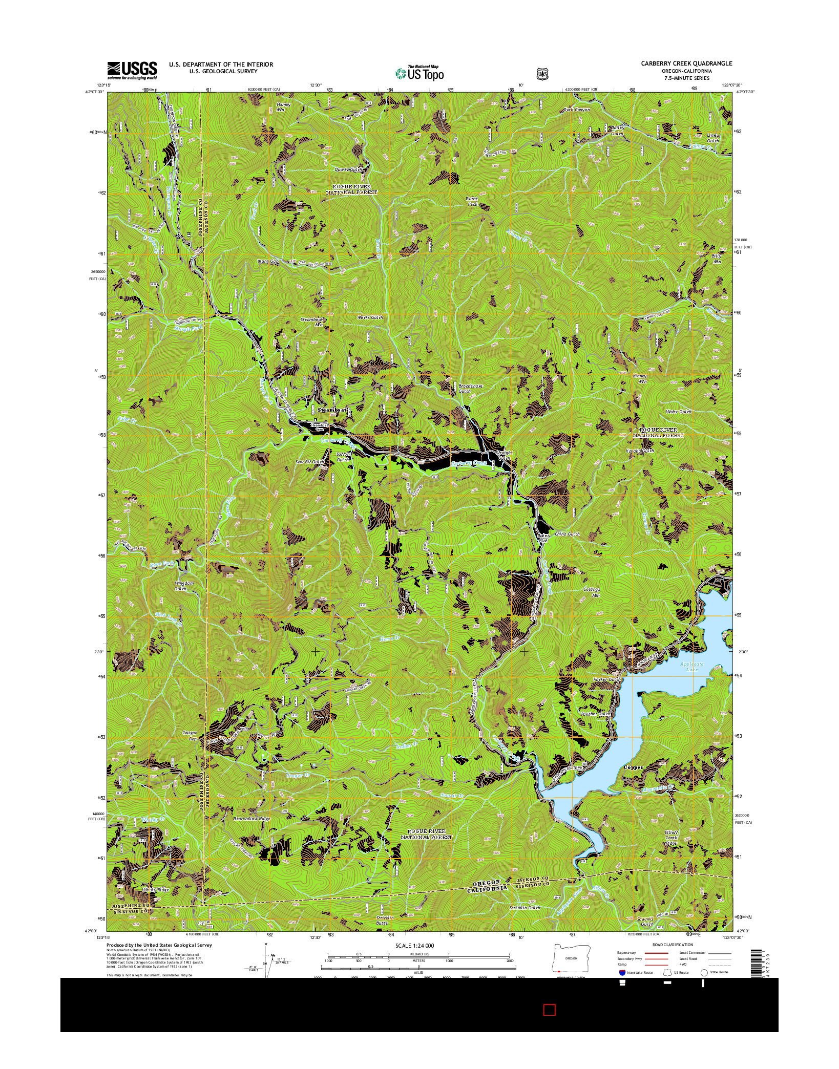 USGS US TOPO 7.5-MINUTE MAP FOR CARBERRY CREEK, OR-CA 2014