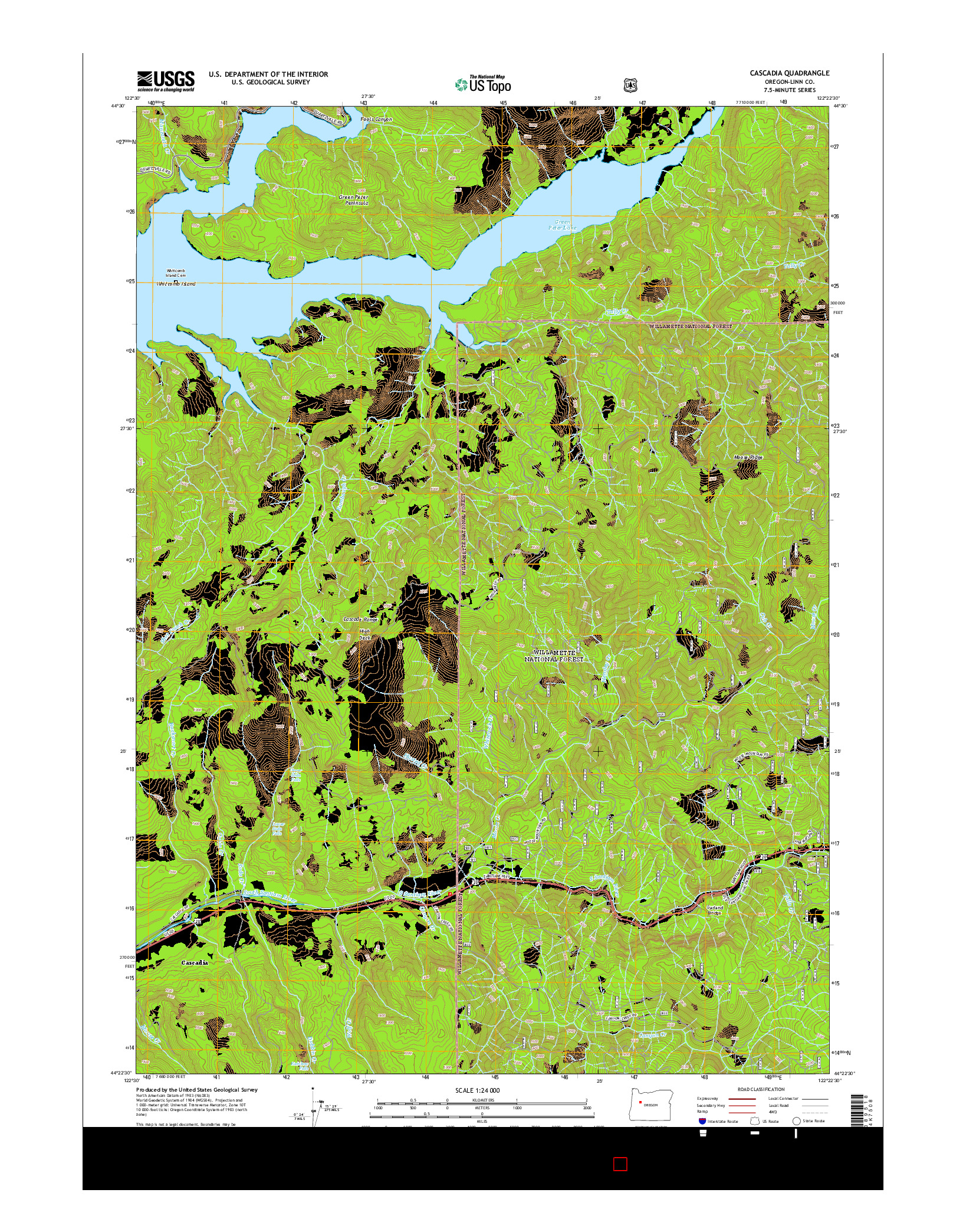 USGS US TOPO 7.5-MINUTE MAP FOR CASCADIA, OR 2014