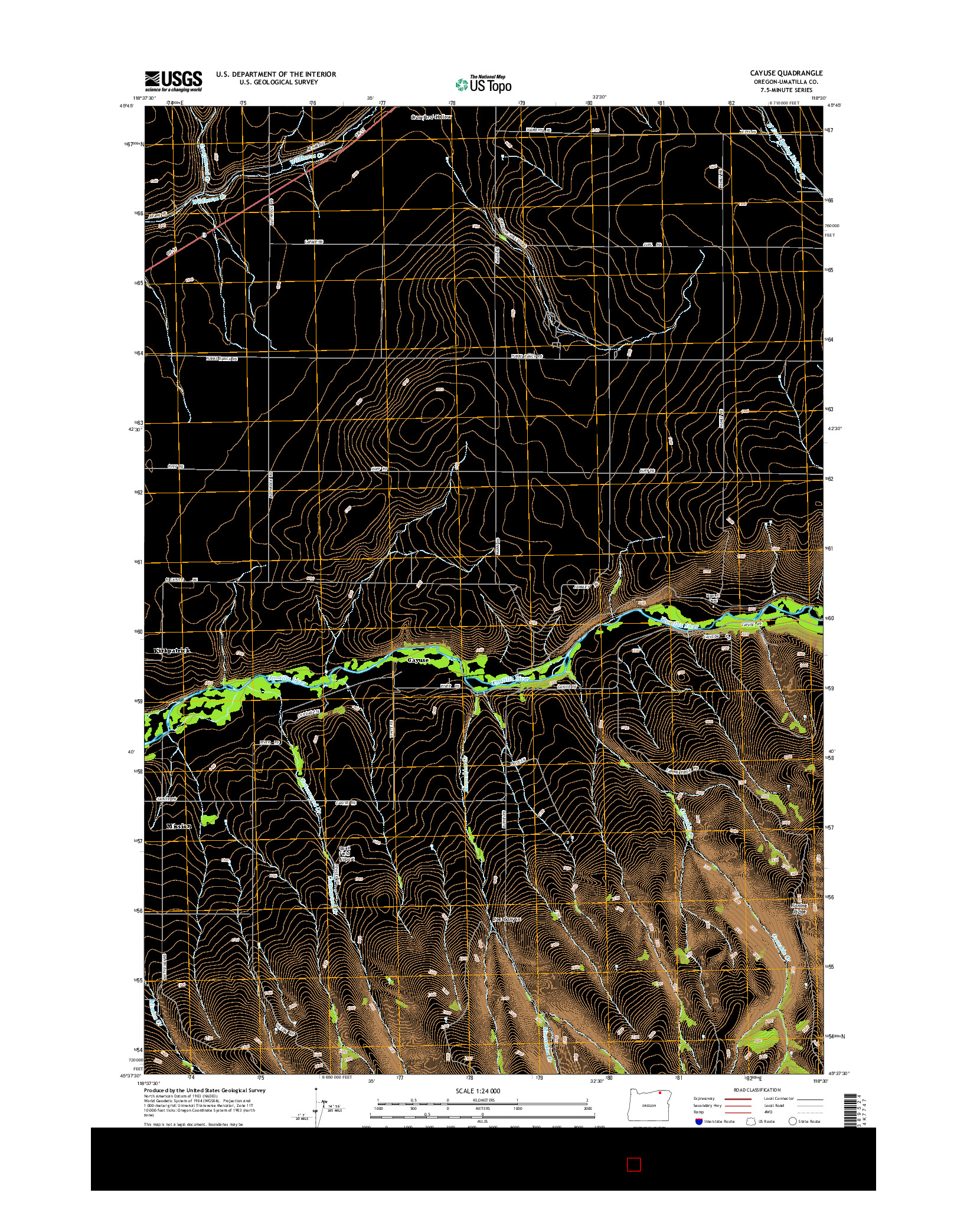 USGS US TOPO 7.5-MINUTE MAP FOR CAYUSE, OR 2014