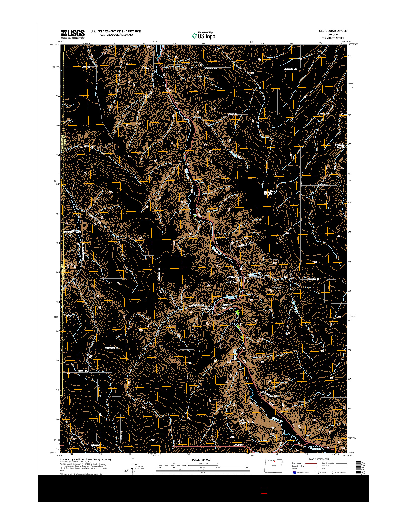 USGS US TOPO 7.5-MINUTE MAP FOR CECIL, OR 2014