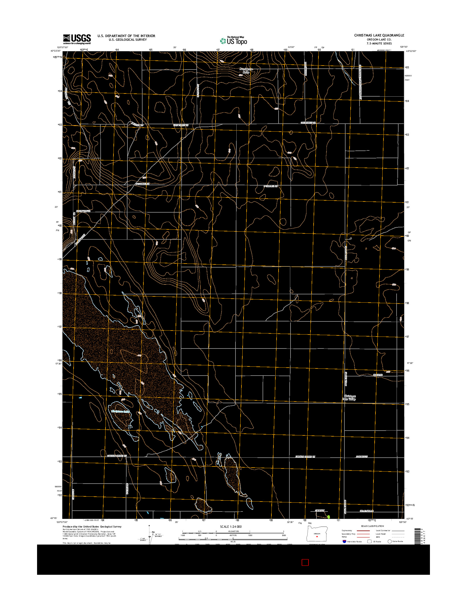 USGS US TOPO 7.5-MINUTE MAP FOR CHRISTMAS LAKE, OR 2014