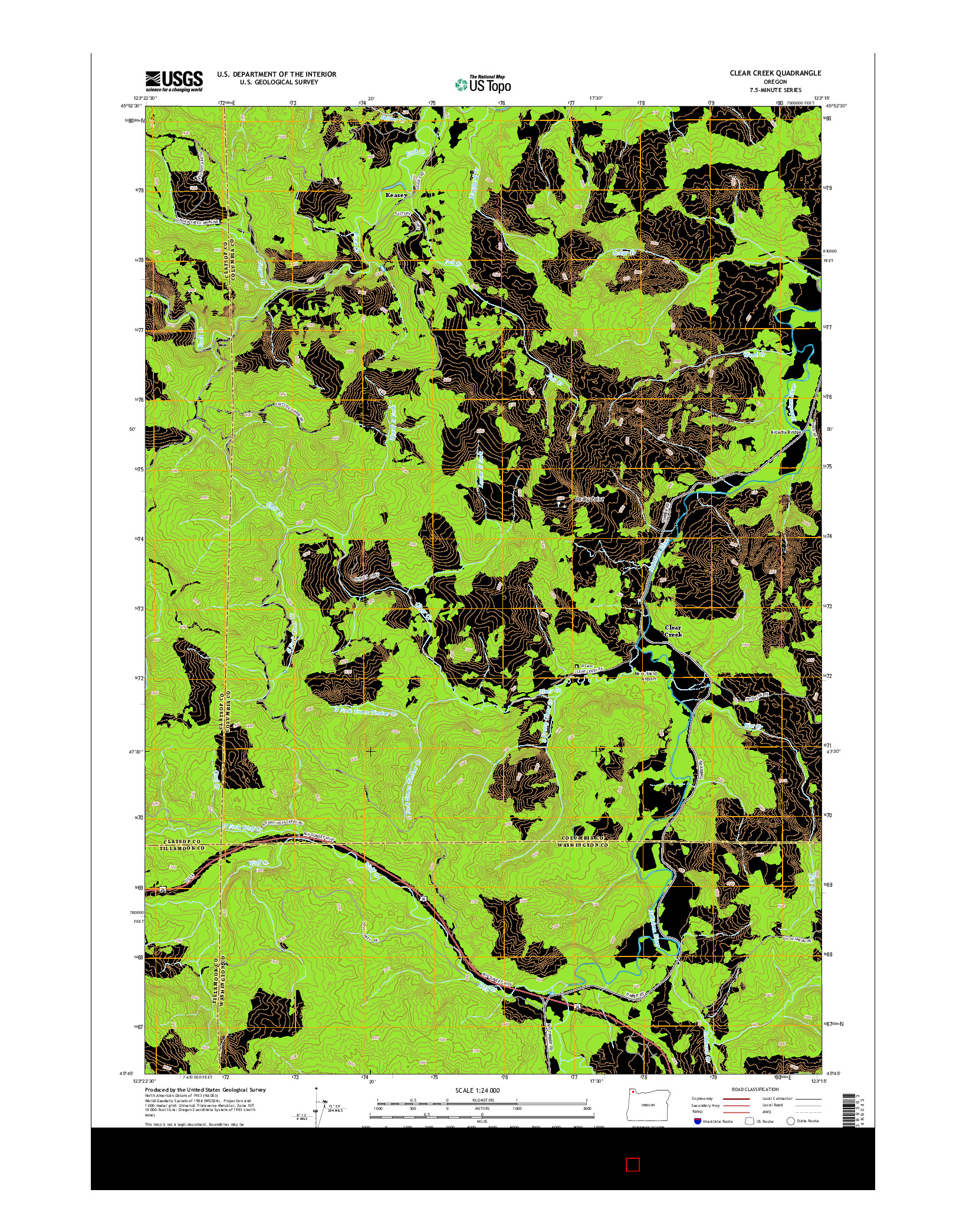 USGS US TOPO 7.5-MINUTE MAP FOR CLEAR CREEK, OR 2014