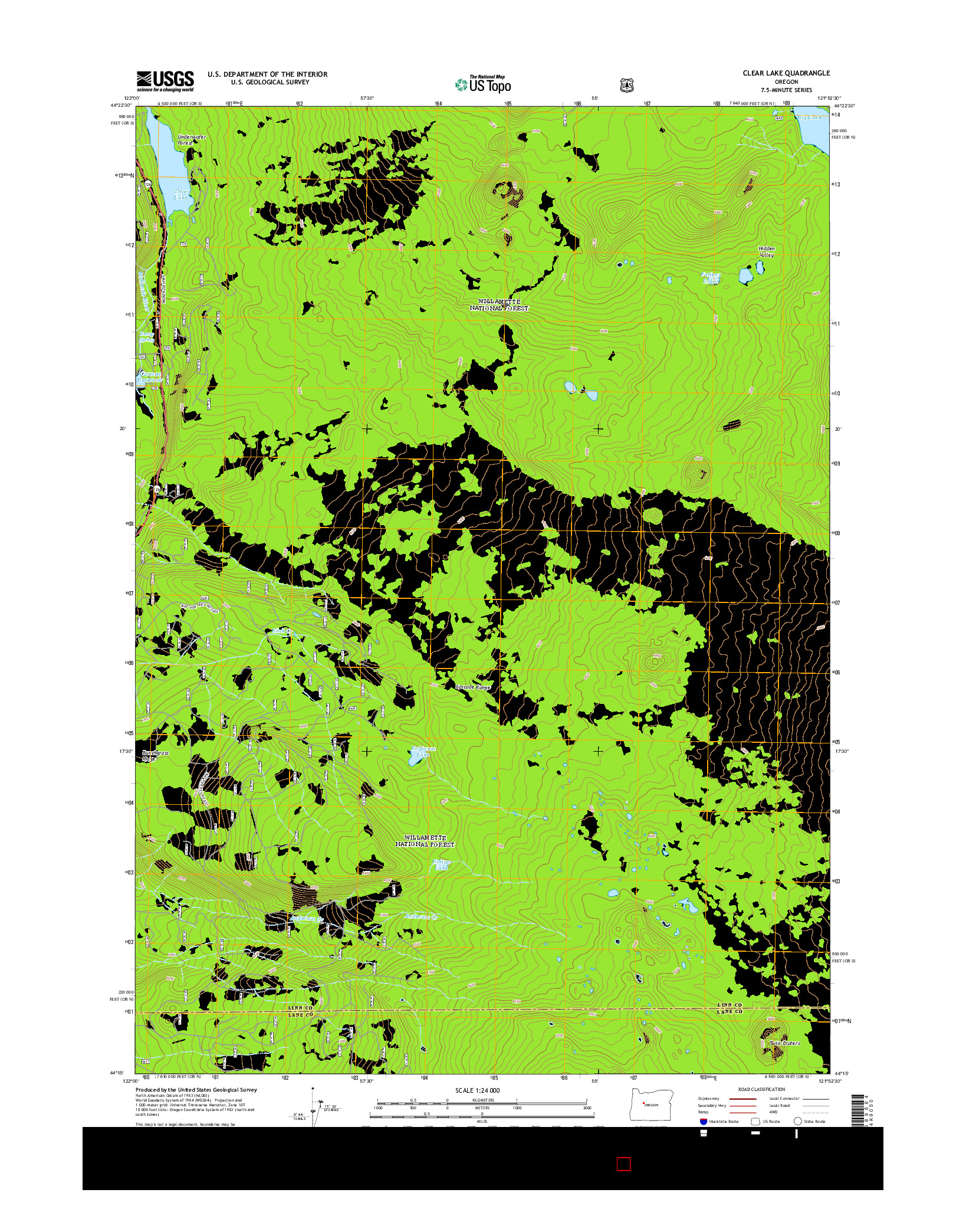 USGS US TOPO 7.5-MINUTE MAP FOR CLEAR LAKE, OR 2014