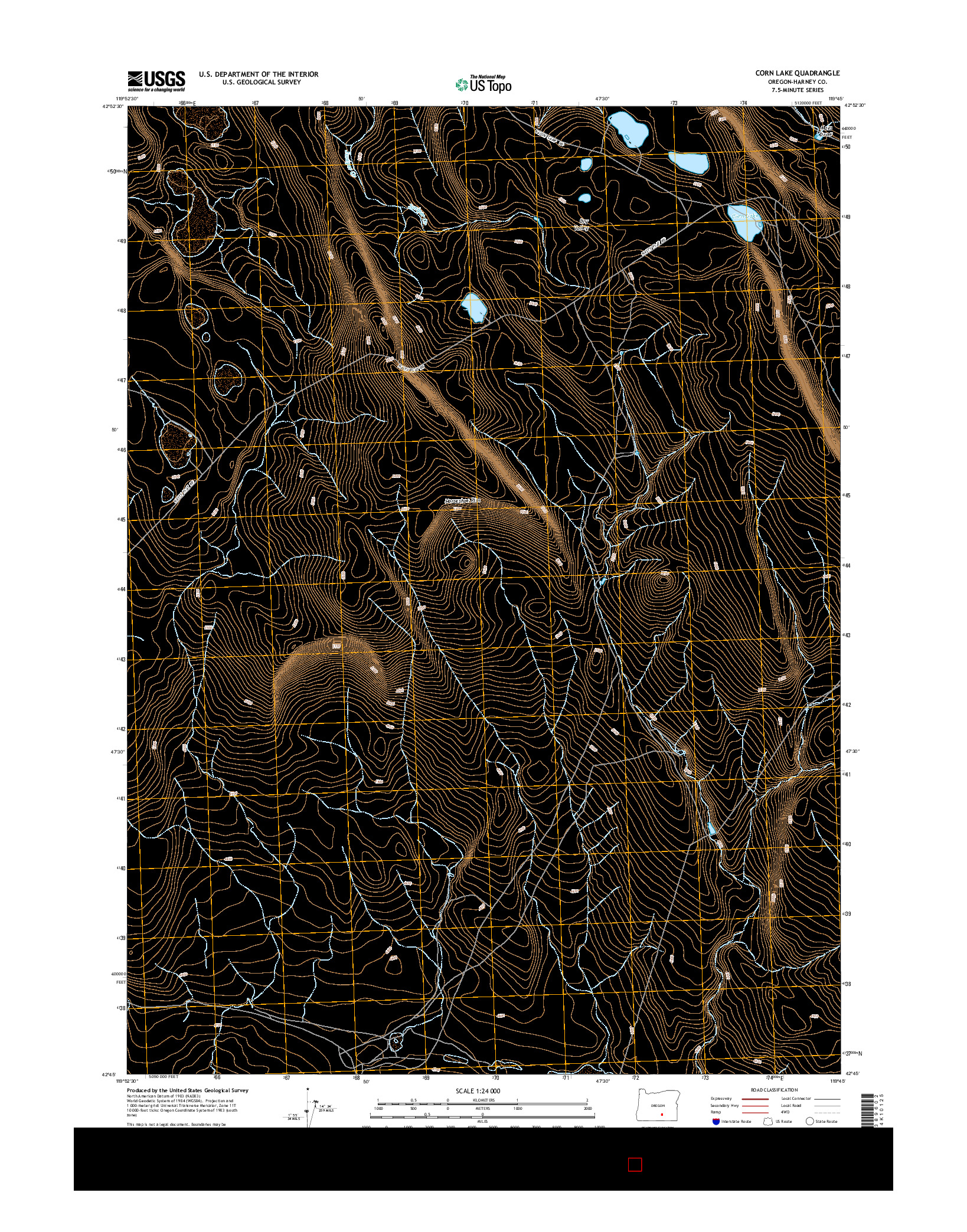 USGS US TOPO 7.5-MINUTE MAP FOR CORN LAKE, OR 2014