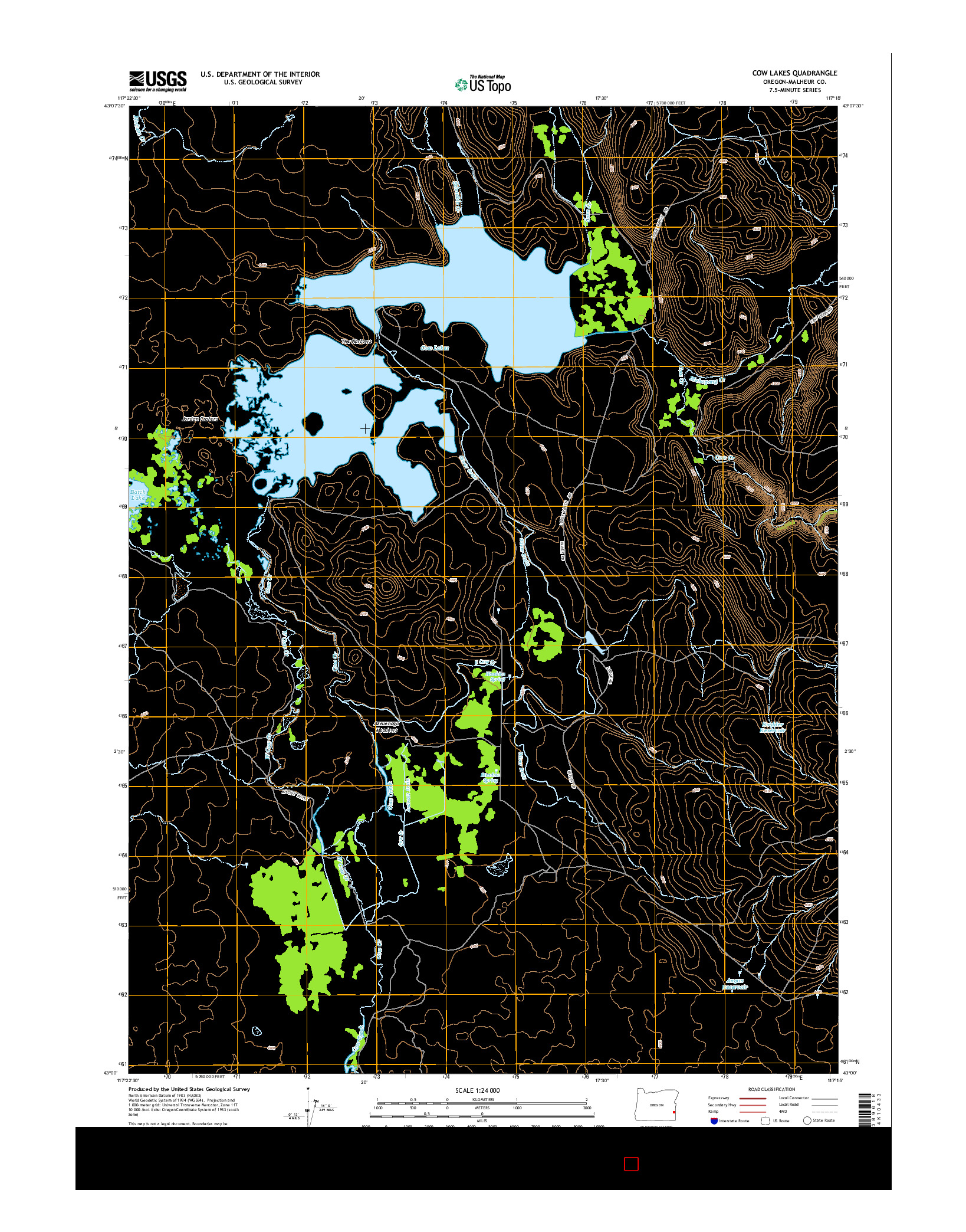 USGS US TOPO 7.5-MINUTE MAP FOR COW LAKES, OR 2014