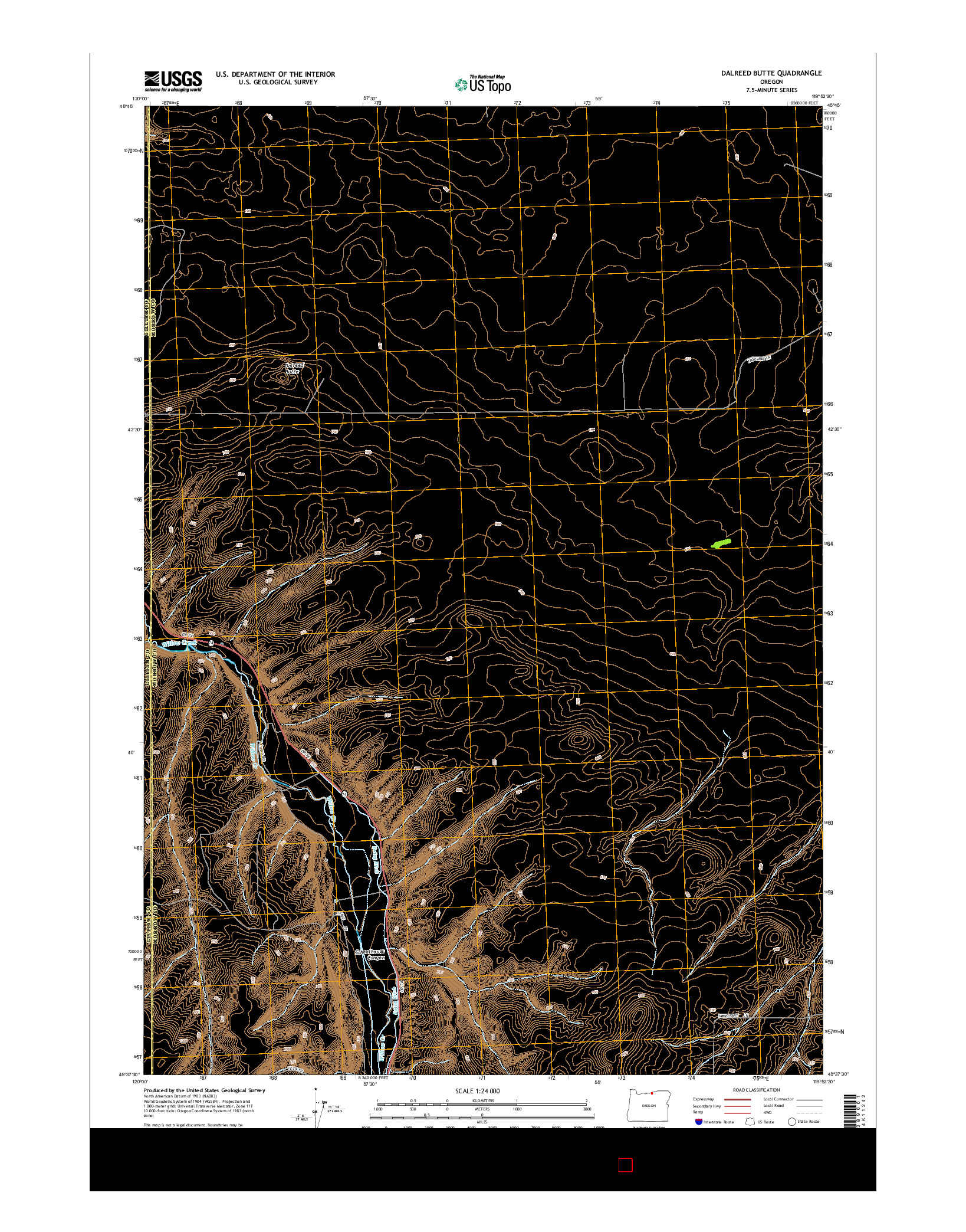 USGS US TOPO 7.5-MINUTE MAP FOR DALREED BUTTE, OR 2014