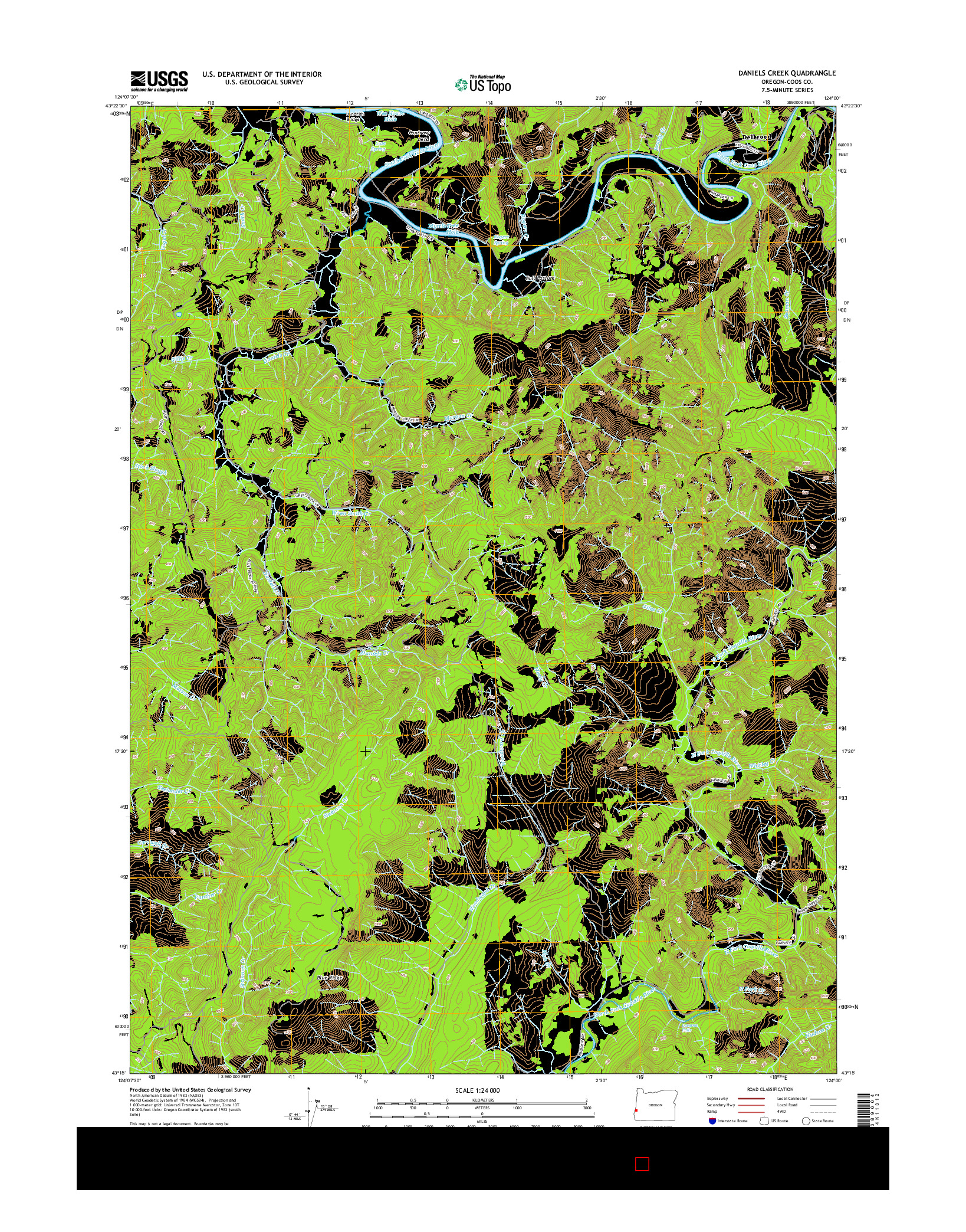 USGS US TOPO 7.5-MINUTE MAP FOR DANIELS CREEK, OR 2014