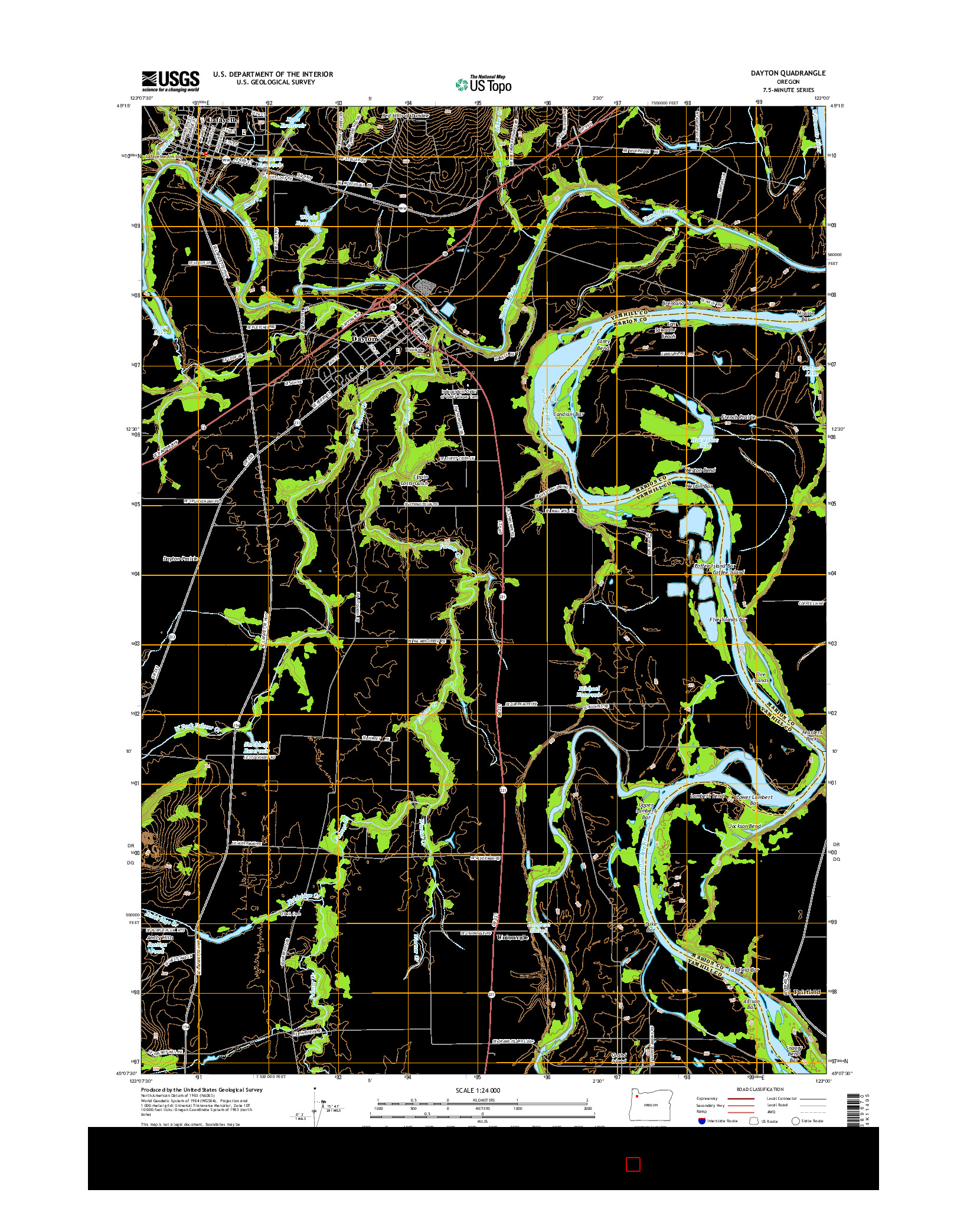 USGS US TOPO 7.5-MINUTE MAP FOR DAYTON, OR 2014