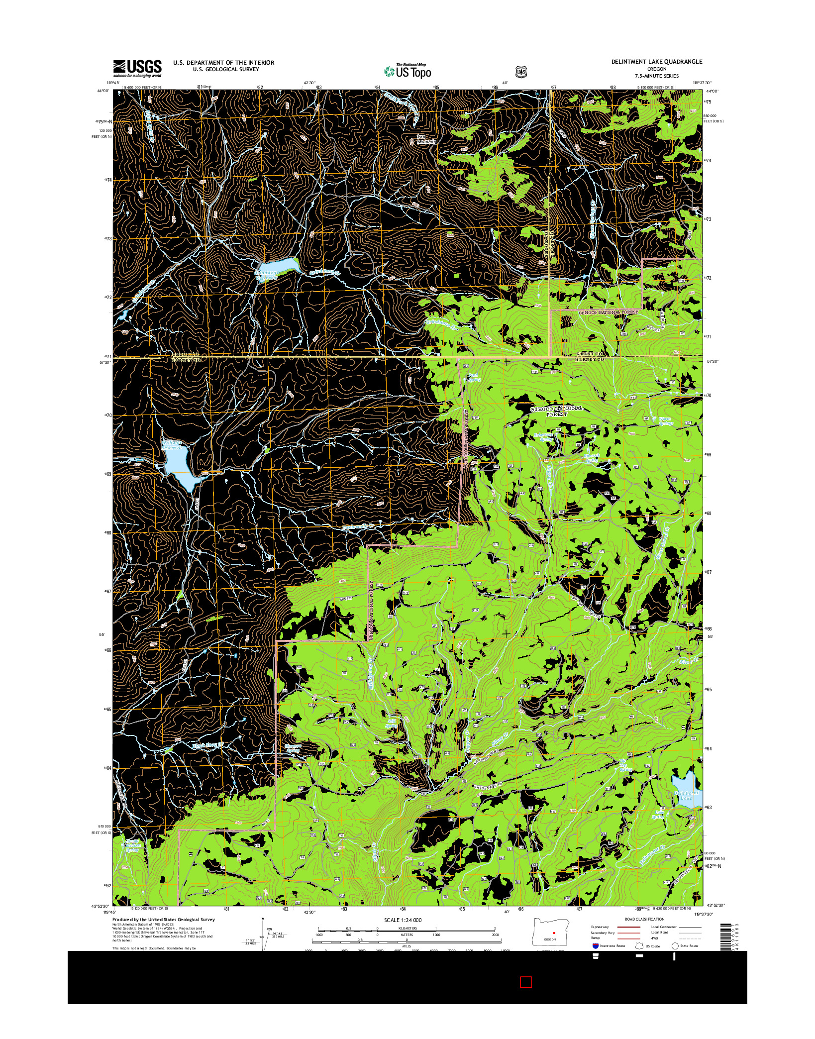USGS US TOPO 7.5-MINUTE MAP FOR DELINTMENT LAKE, OR 2014