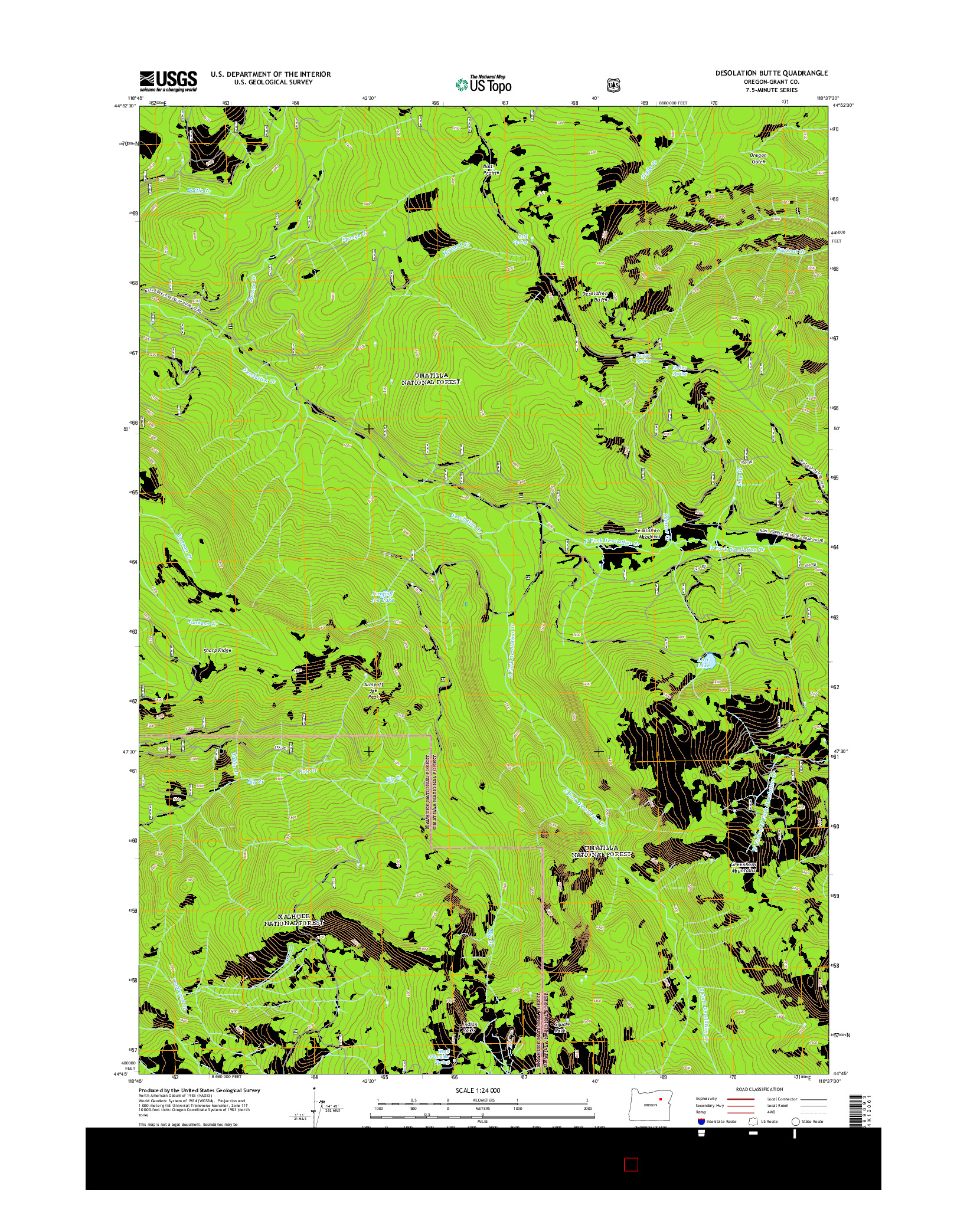 USGS US TOPO 7.5-MINUTE MAP FOR DESOLATION BUTTE, OR 2014