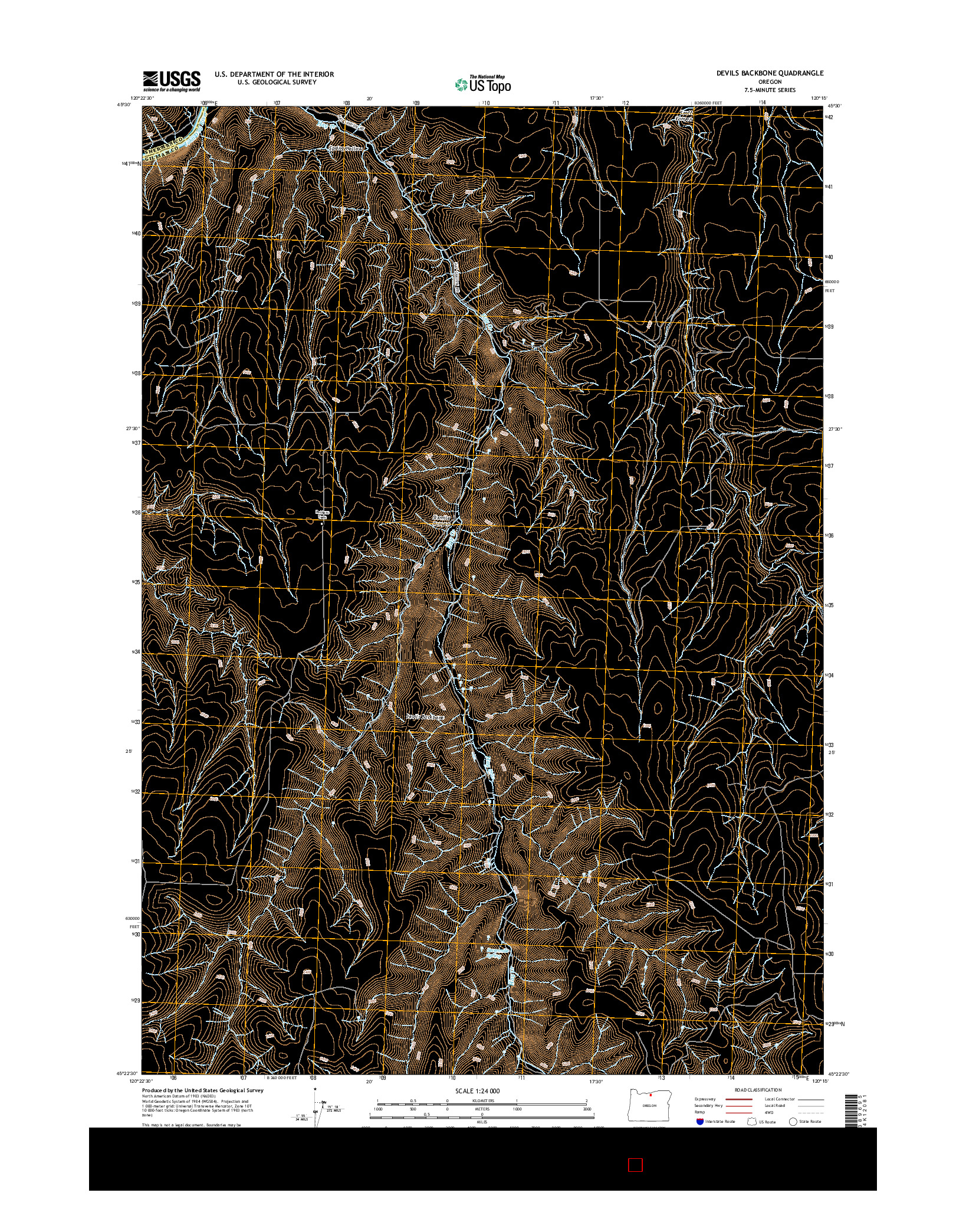 USGS US TOPO 7.5-MINUTE MAP FOR DEVILS BACKBONE, OR 2014