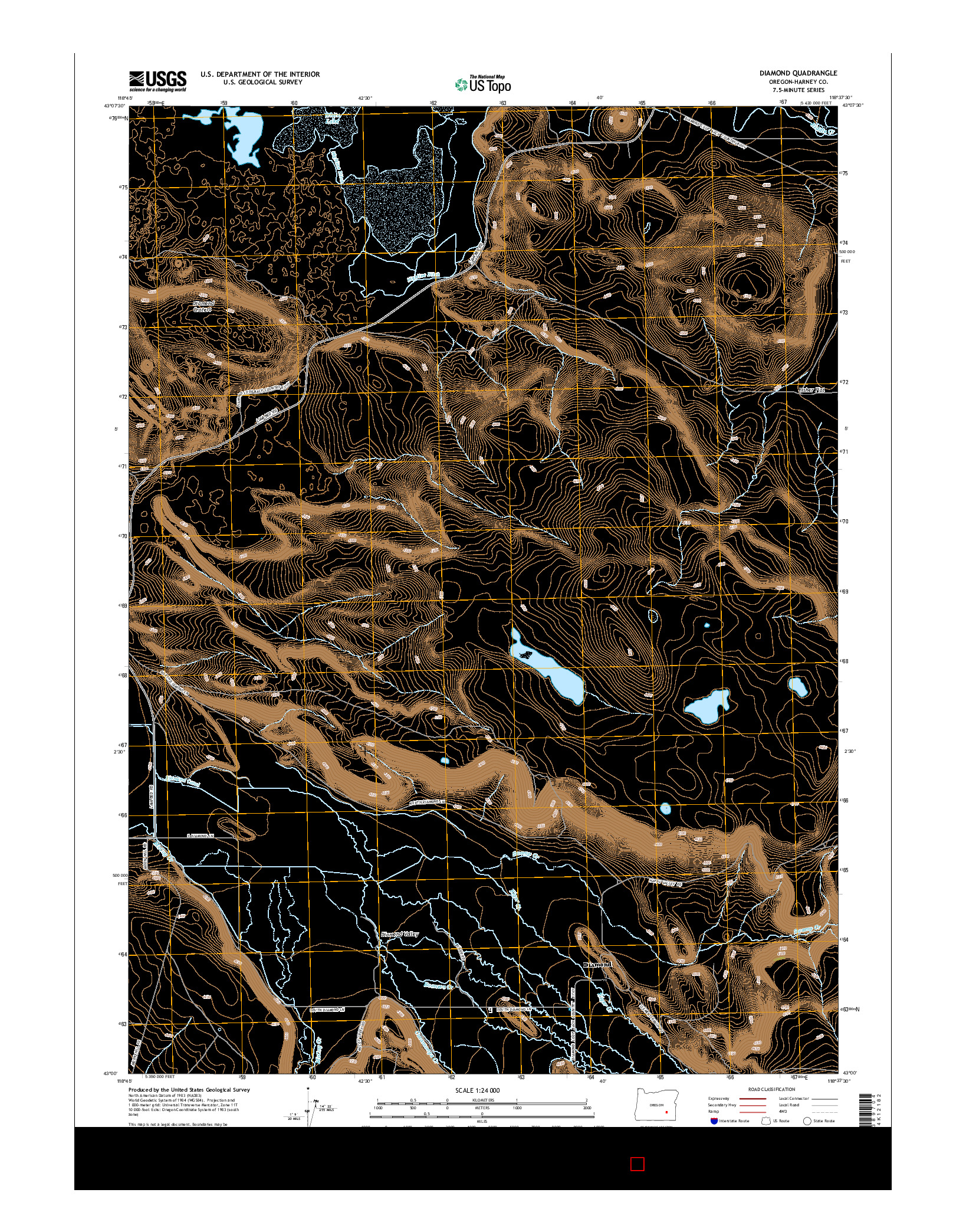 USGS US TOPO 7.5-MINUTE MAP FOR DIAMOND, OR 2014