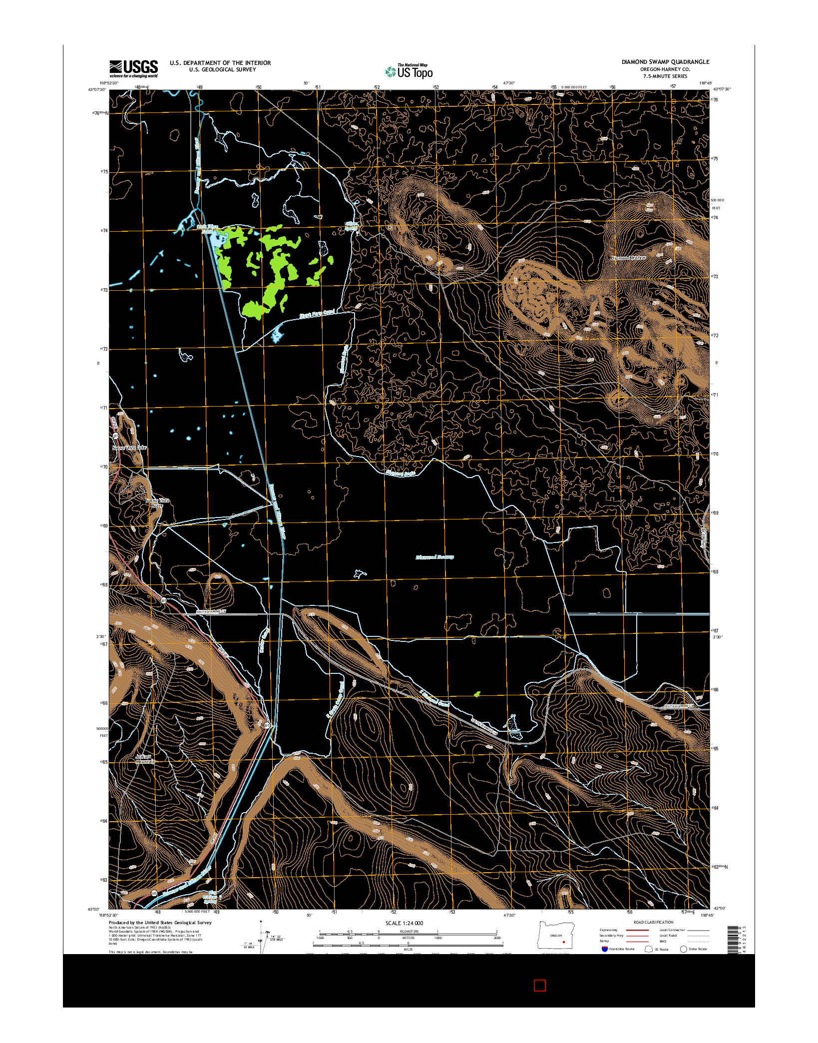 USGS US TOPO 7.5-MINUTE MAP FOR DIAMOND SWAMP, OR 2014