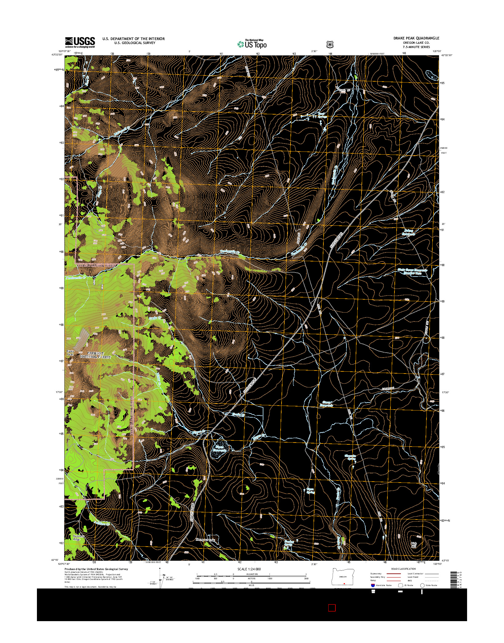 USGS US TOPO 7.5-MINUTE MAP FOR DRAKE PEAK, OR 2014