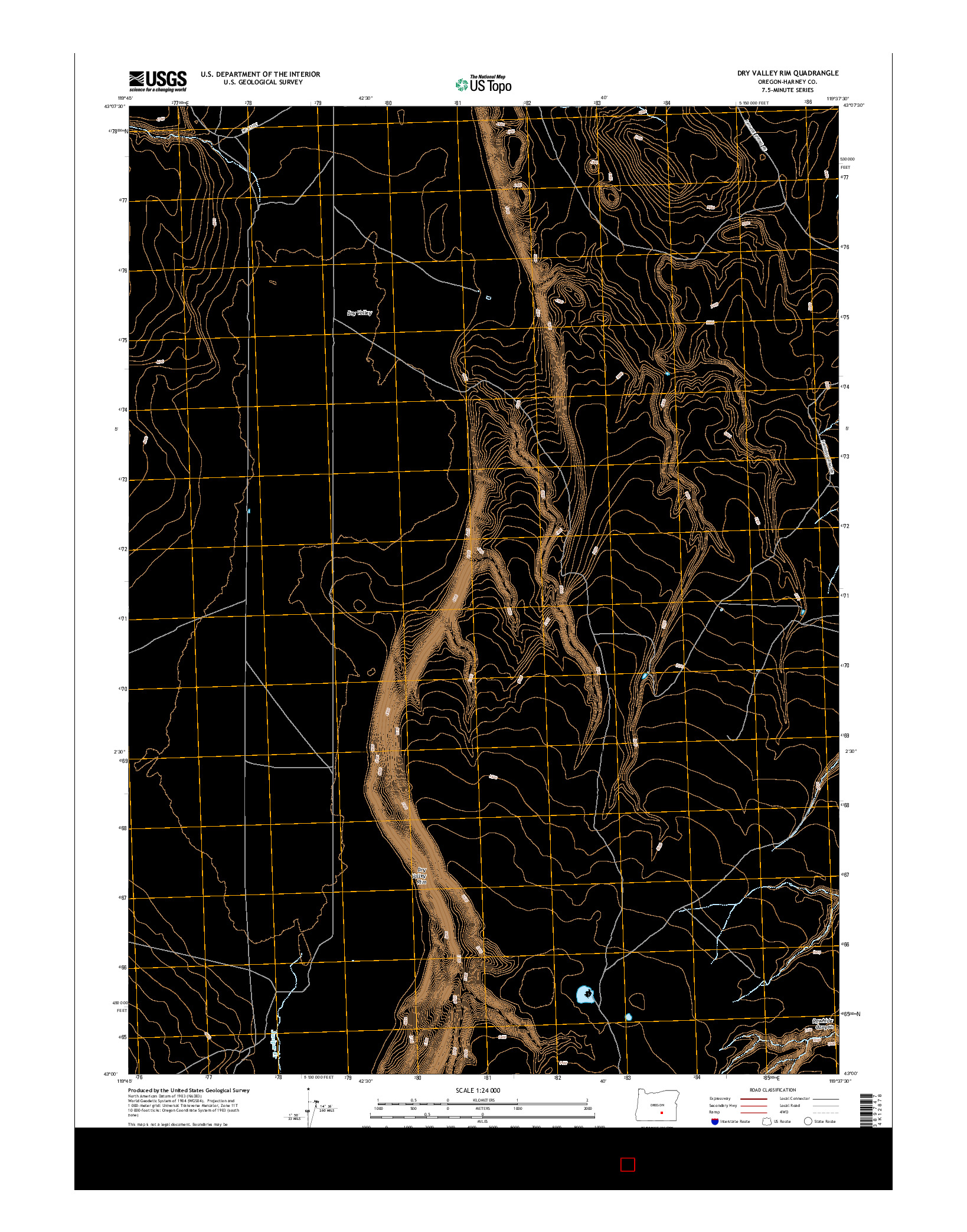 USGS US TOPO 7.5-MINUTE MAP FOR DRY VALLEY RIM, OR 2014