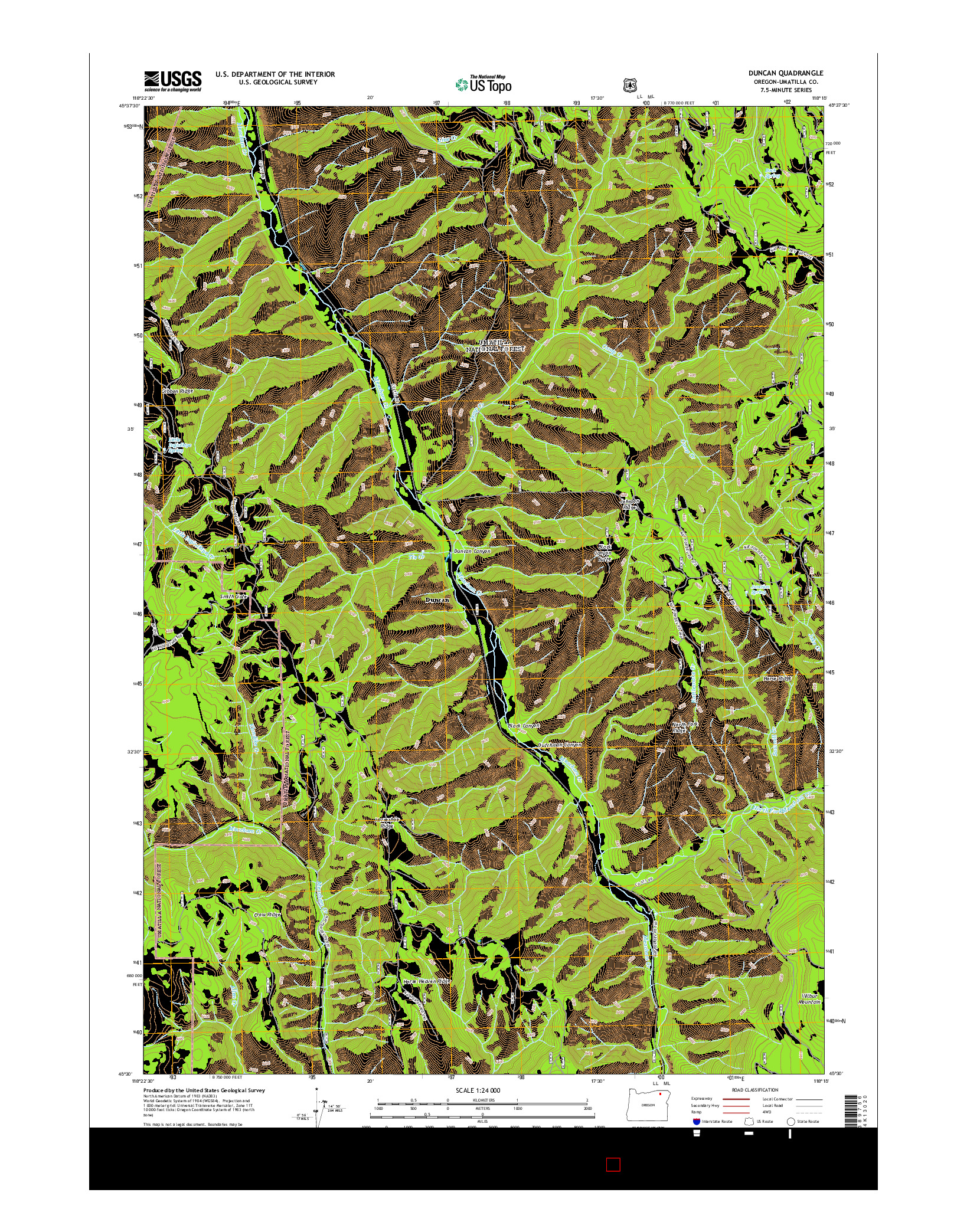 USGS US TOPO 7.5-MINUTE MAP FOR DUNCAN, OR 2014