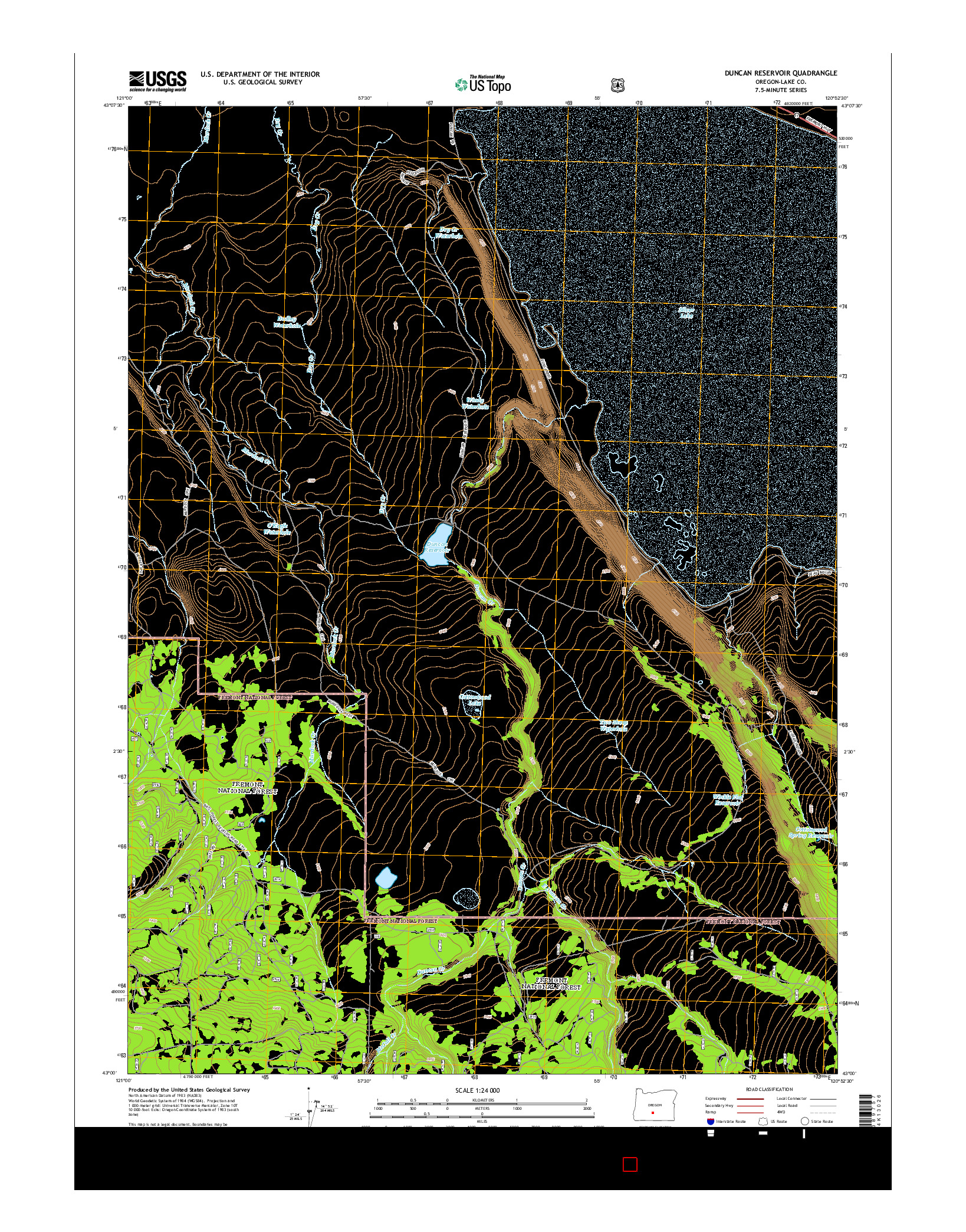 USGS US TOPO 7.5-MINUTE MAP FOR DUNCAN RESERVOIR, OR 2014