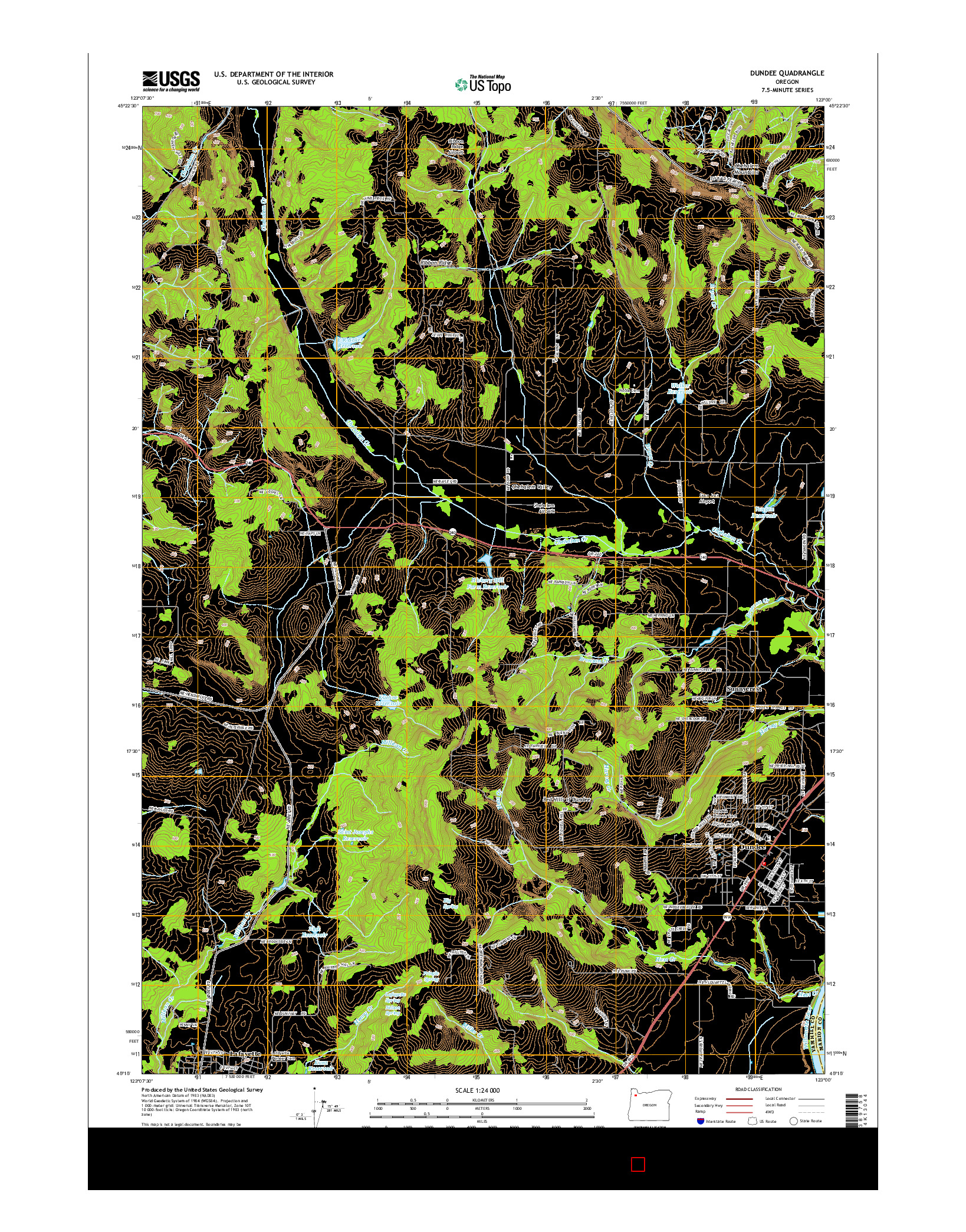 USGS US TOPO 7.5-MINUTE MAP FOR DUNDEE, OR 2014
