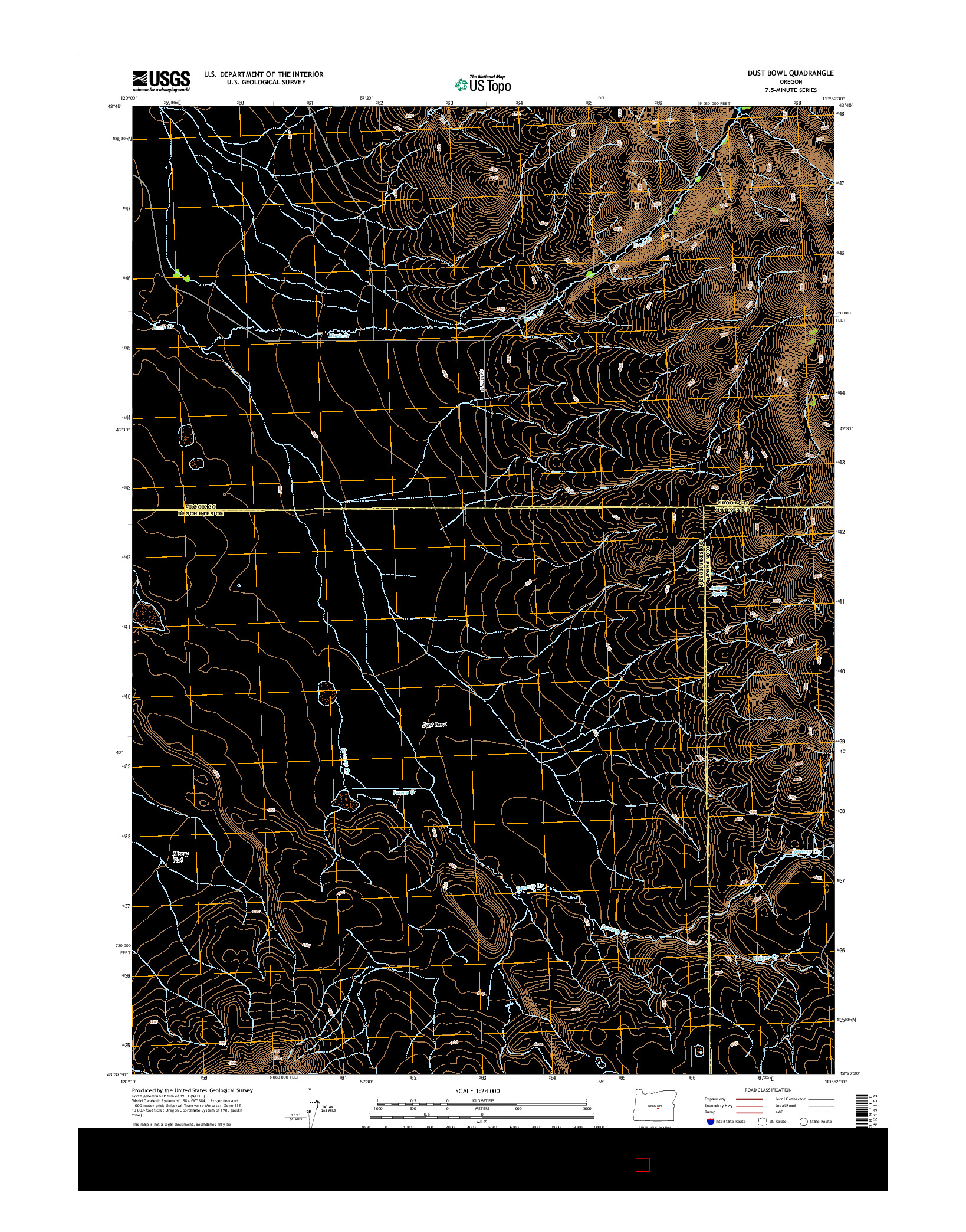 USGS US TOPO 7.5-MINUTE MAP FOR DUST BOWL, OR 2014
