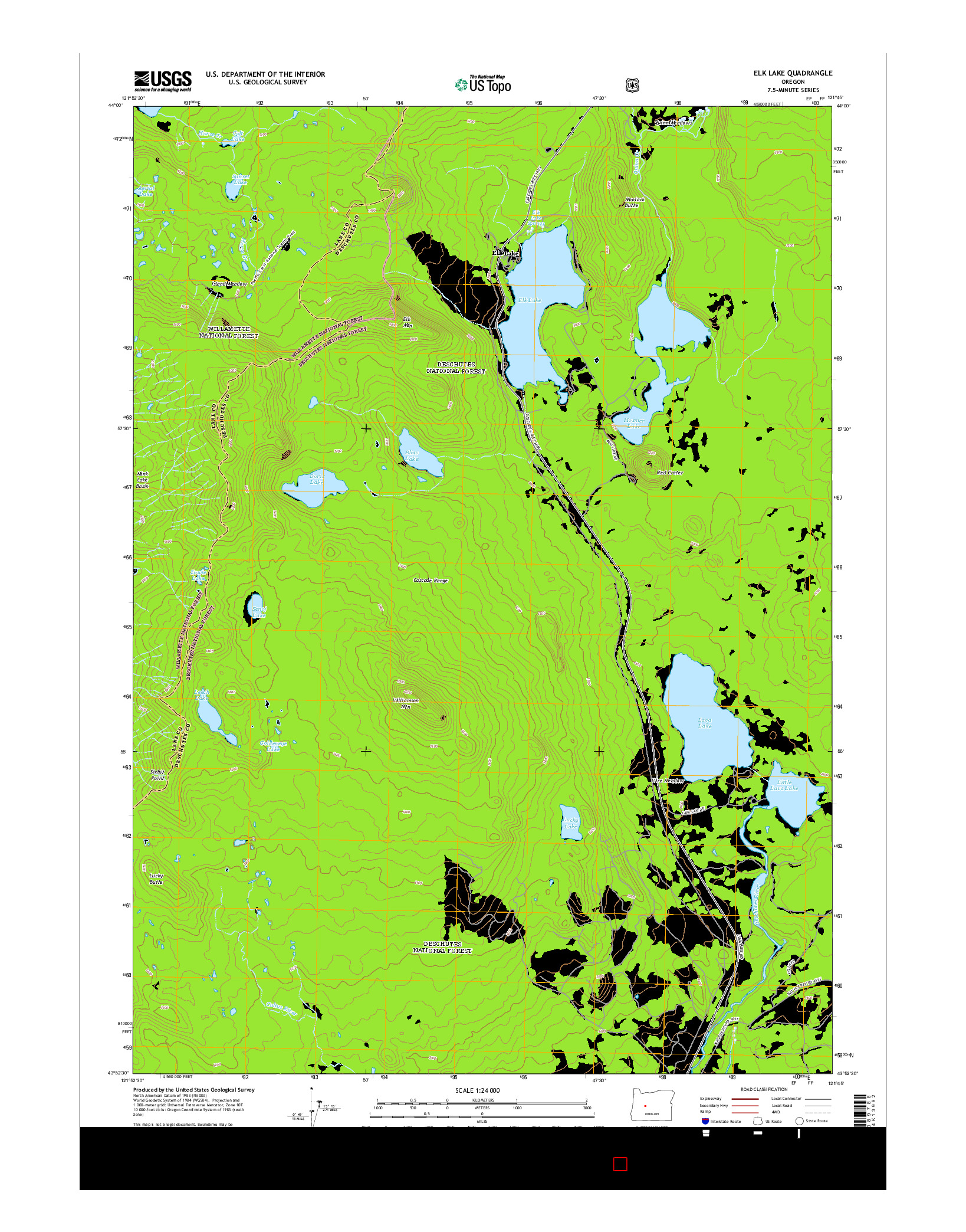USGS US TOPO 7.5-MINUTE MAP FOR ELK LAKE, OR 2014