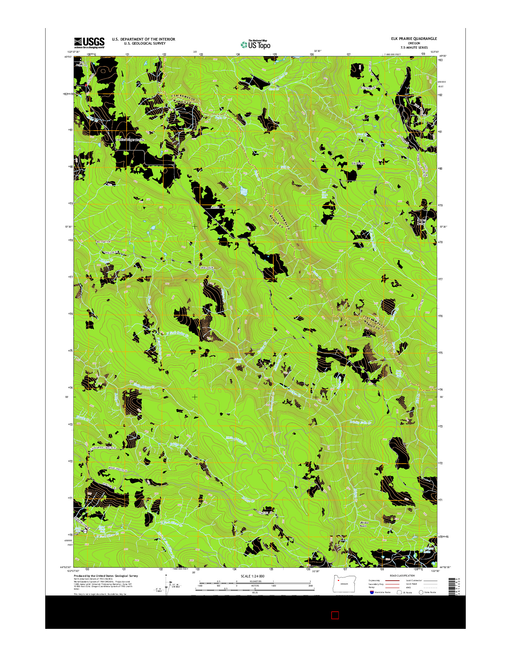 USGS US TOPO 7.5-MINUTE MAP FOR ELK PRAIRIE, OR 2014