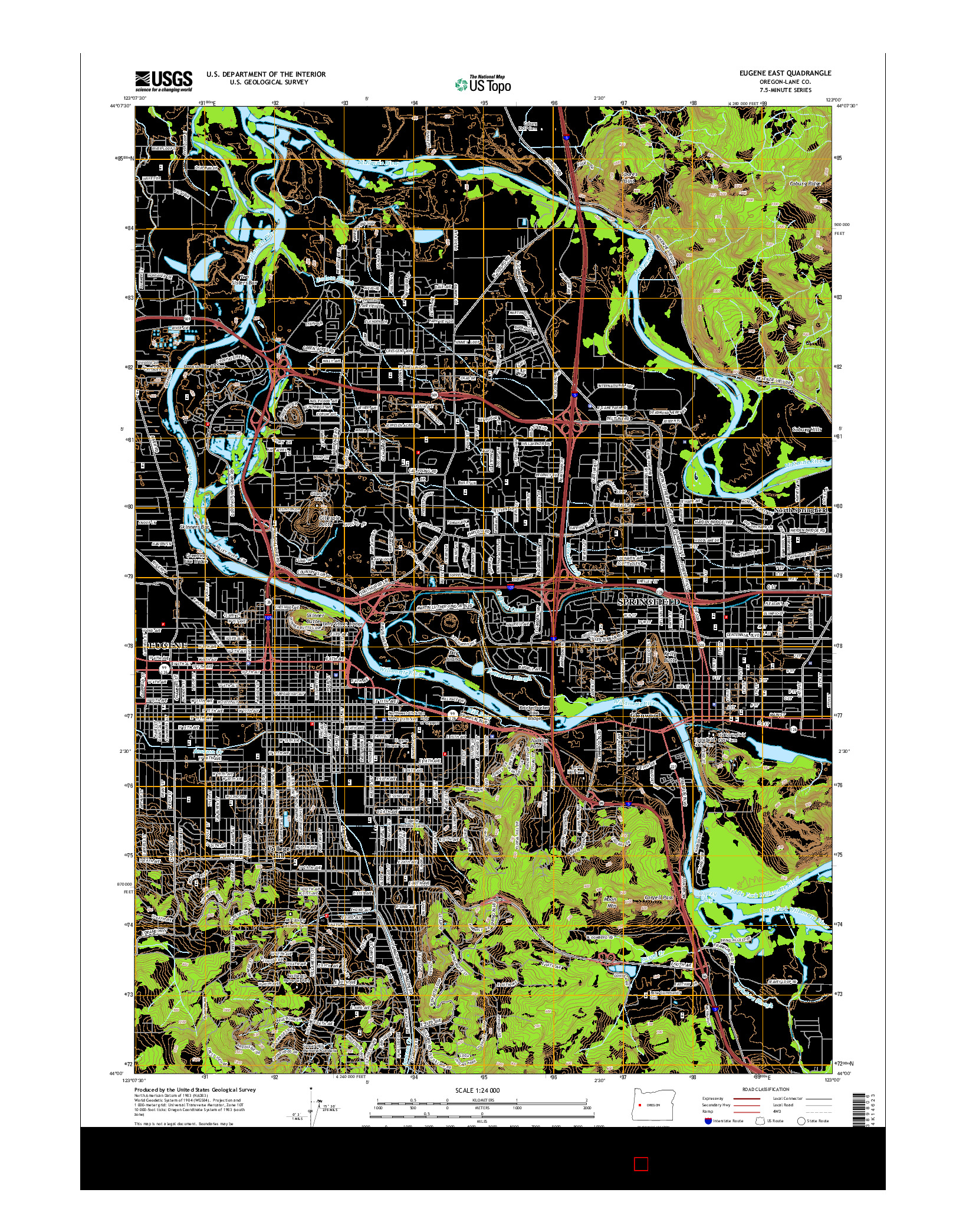 USGS US TOPO 7.5-MINUTE MAP FOR EUGENE EAST, OR 2014