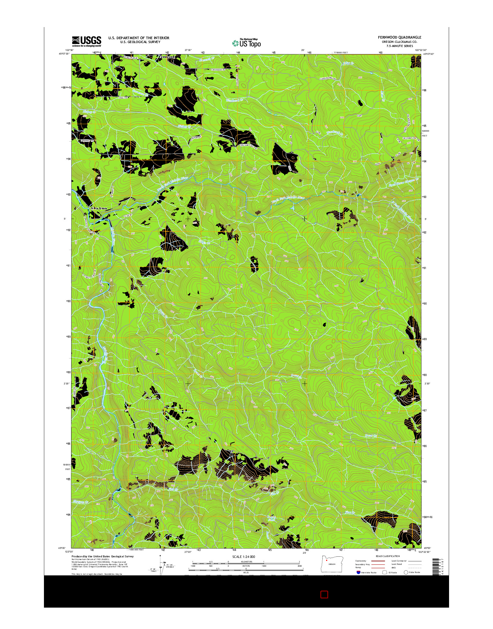USGS US TOPO 7.5-MINUTE MAP FOR FERNWOOD, OR 2014