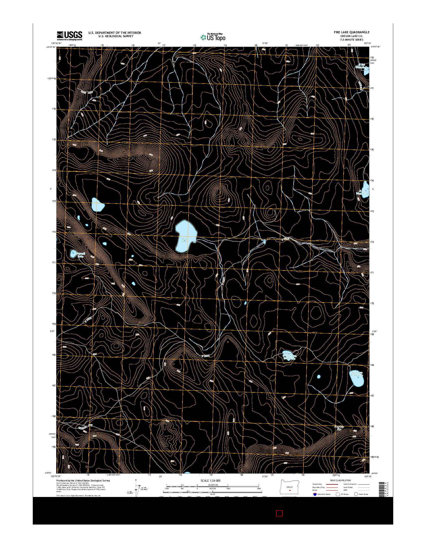 USGS US TOPO 7.5-MINUTE MAP FOR FIRE LAKE, OR 2014