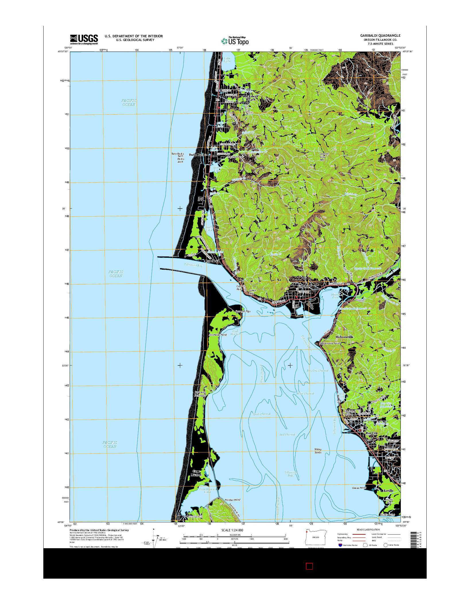 USGS US TOPO 7.5-MINUTE MAP FOR GARIBALDI, OR 2014