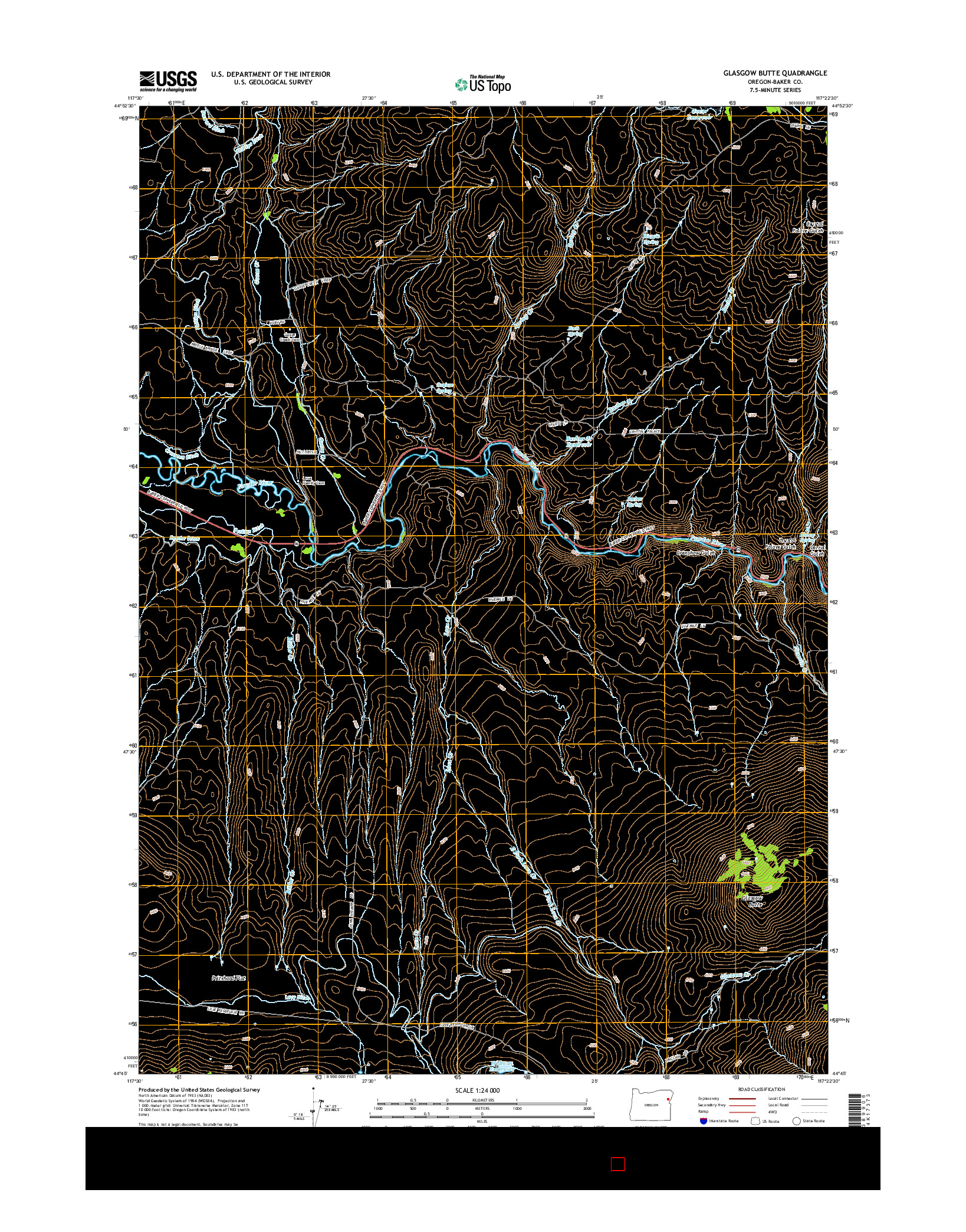 USGS US TOPO 7.5-MINUTE MAP FOR GLASGOW BUTTE, OR 2014