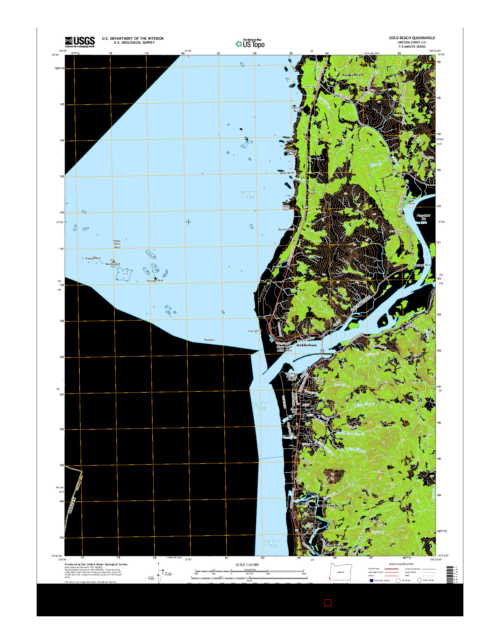 USGS US TOPO 7.5-MINUTE MAP FOR GOLD BEACH, OR 2014