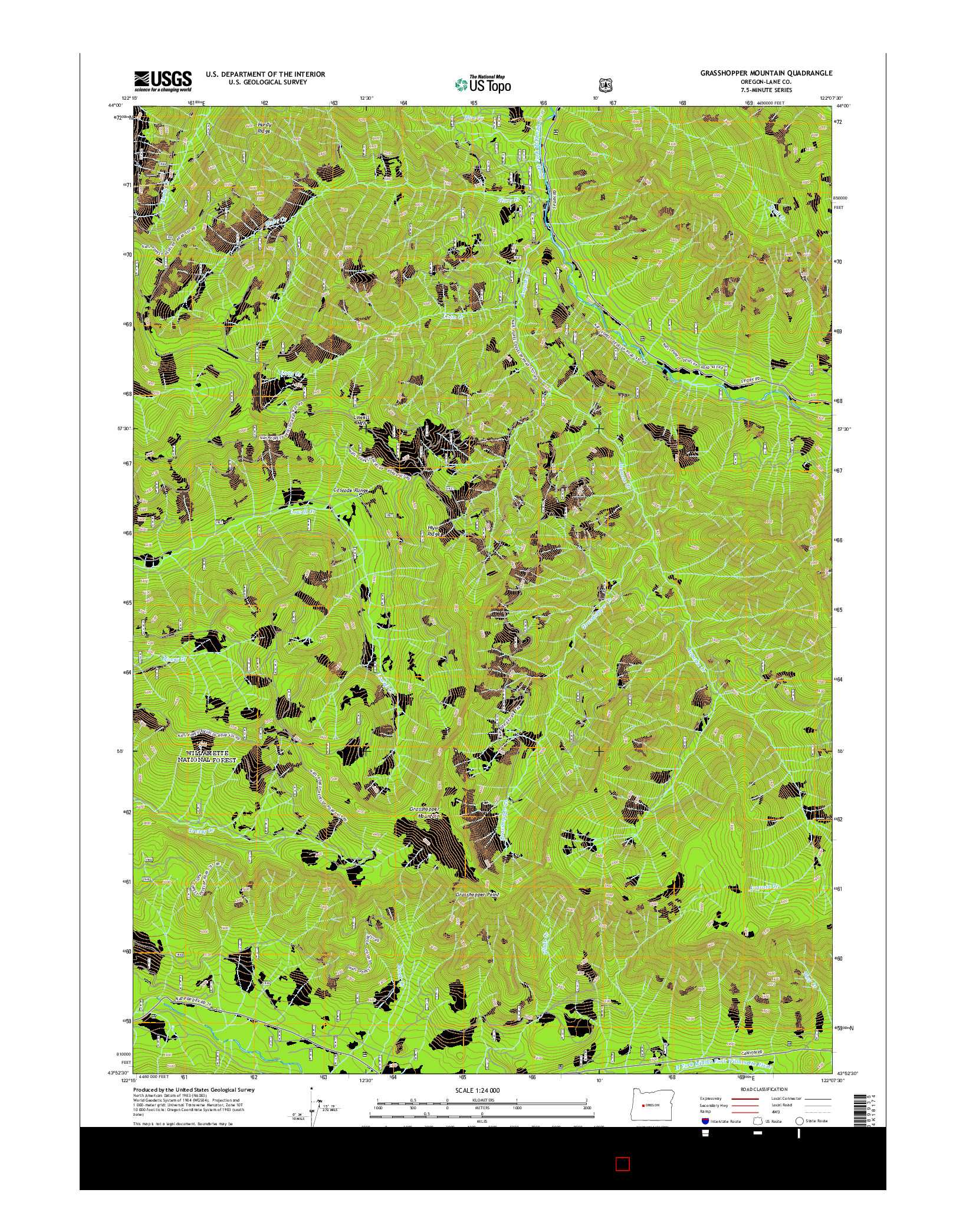 USGS US TOPO 7.5-MINUTE MAP FOR GRASSHOPPER MOUNTAIN, OR 2014