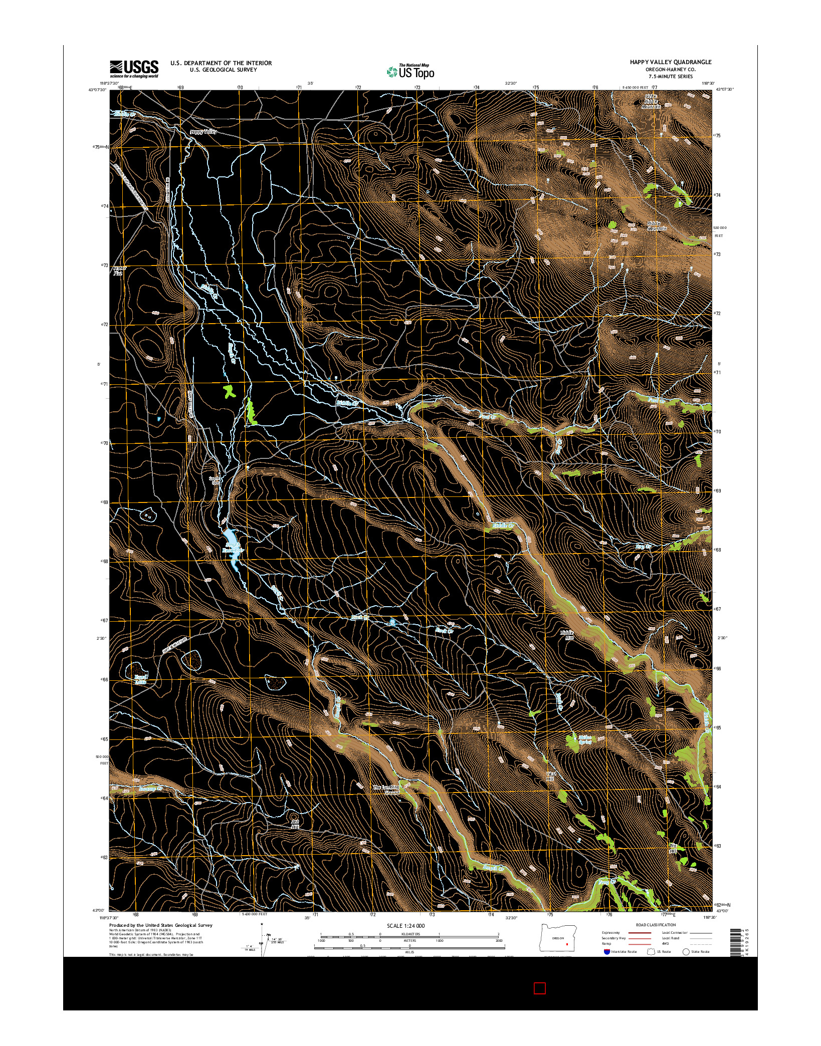 USGS US TOPO 7.5-MINUTE MAP FOR HAPPY VALLEY, OR 2014