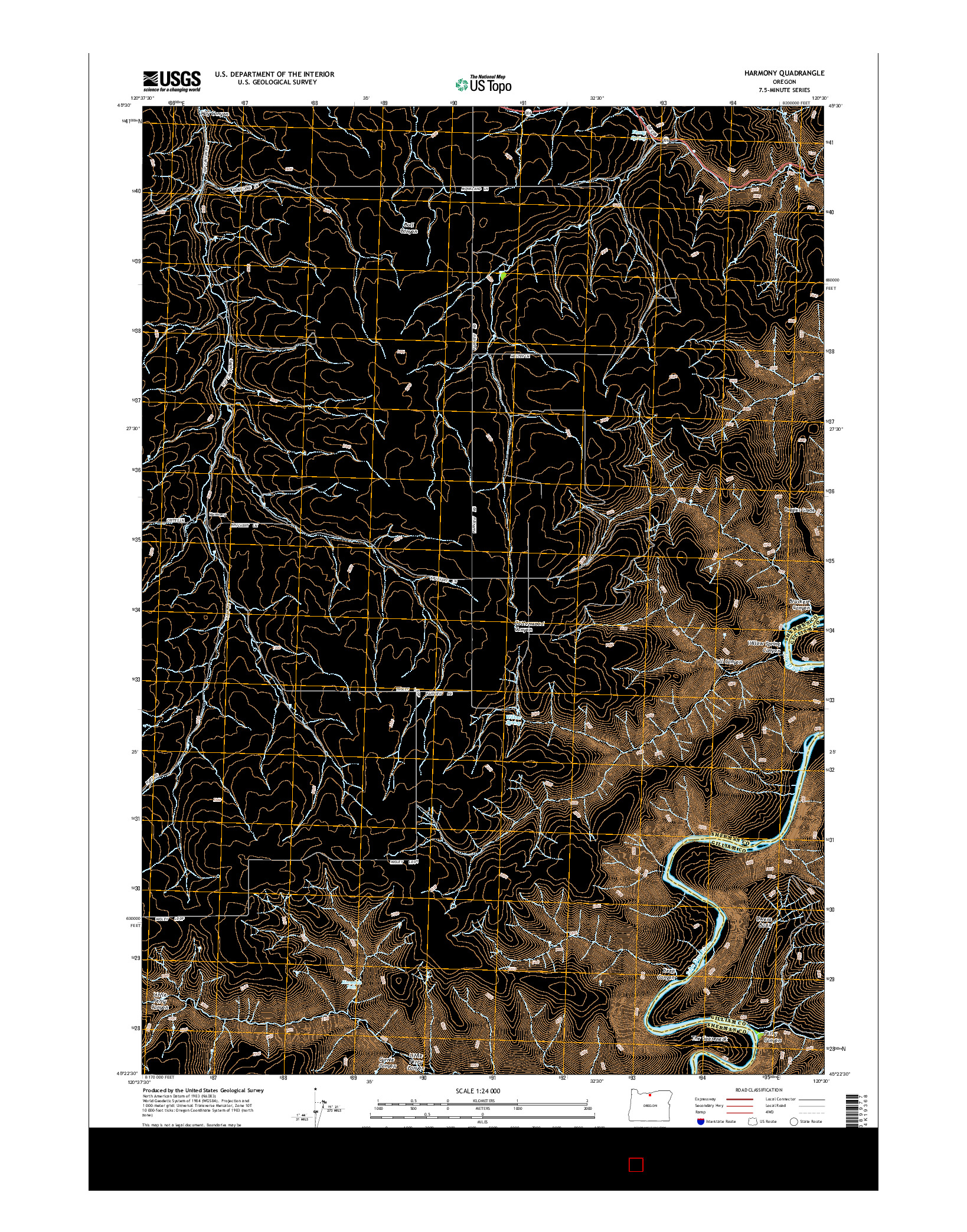 USGS US TOPO 7.5-MINUTE MAP FOR HARMONY, OR 2014