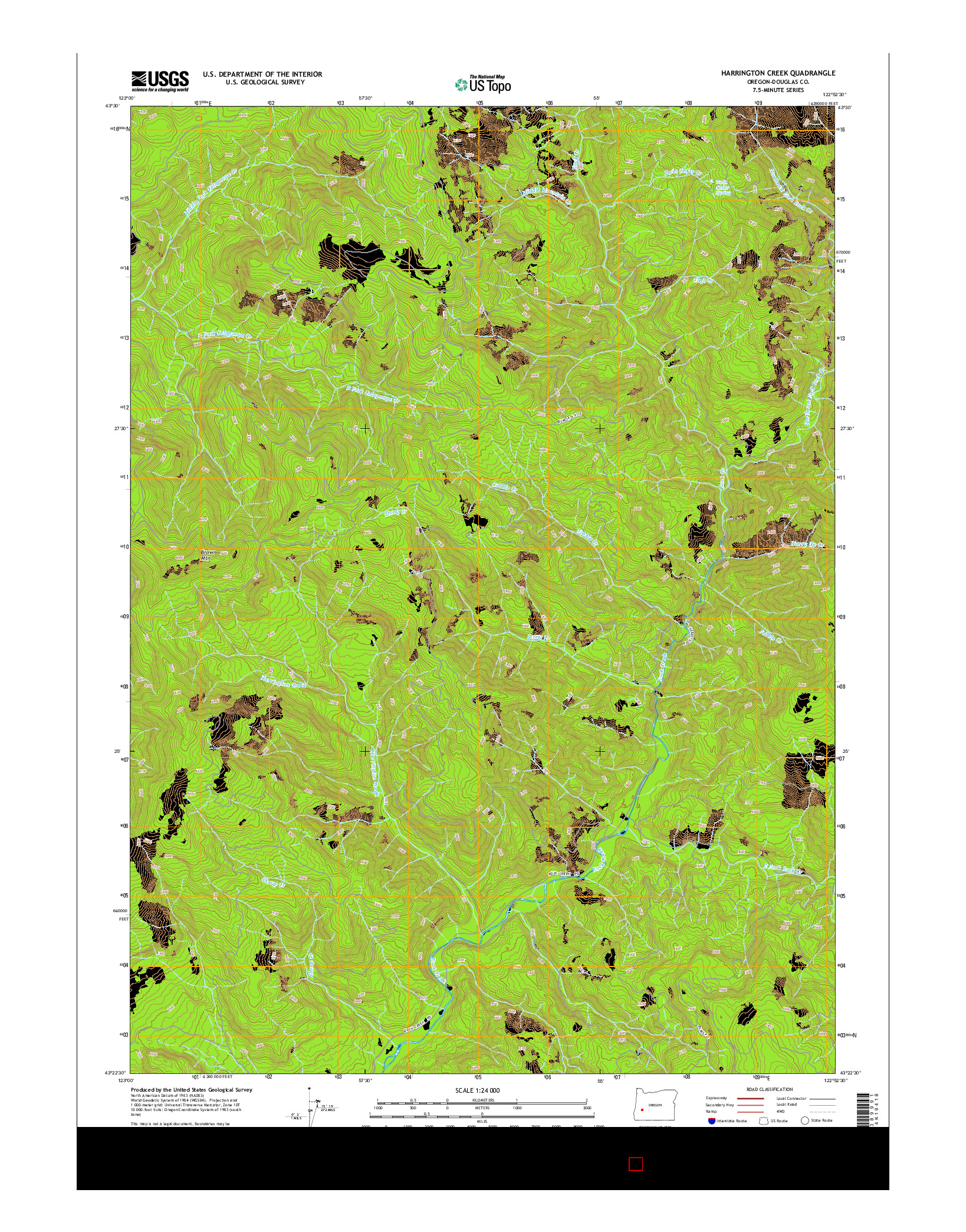 USGS US TOPO 7.5-MINUTE MAP FOR HARRINGTON CREEK, OR 2014