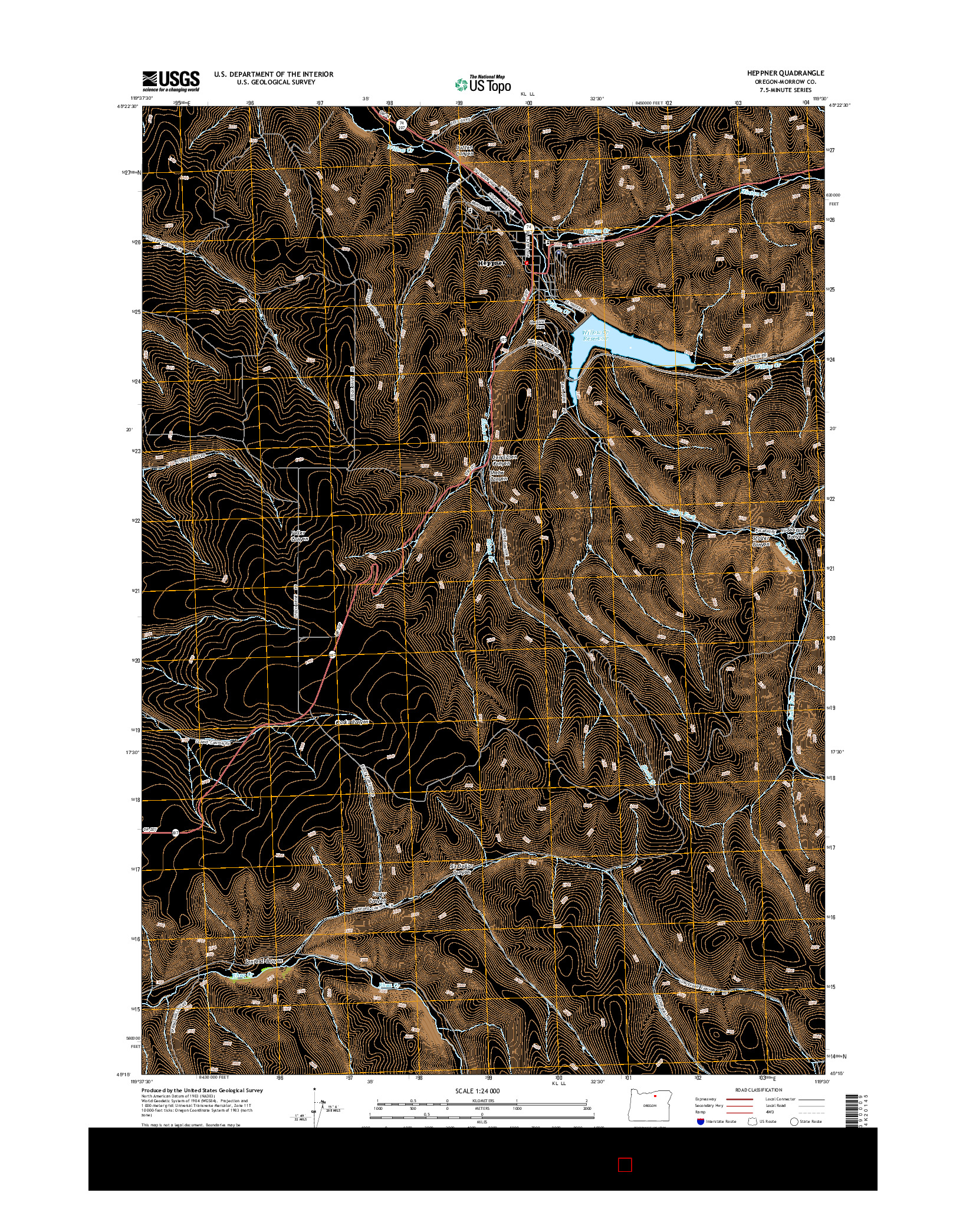USGS US TOPO 7.5-MINUTE MAP FOR HEPPNER, OR 2014