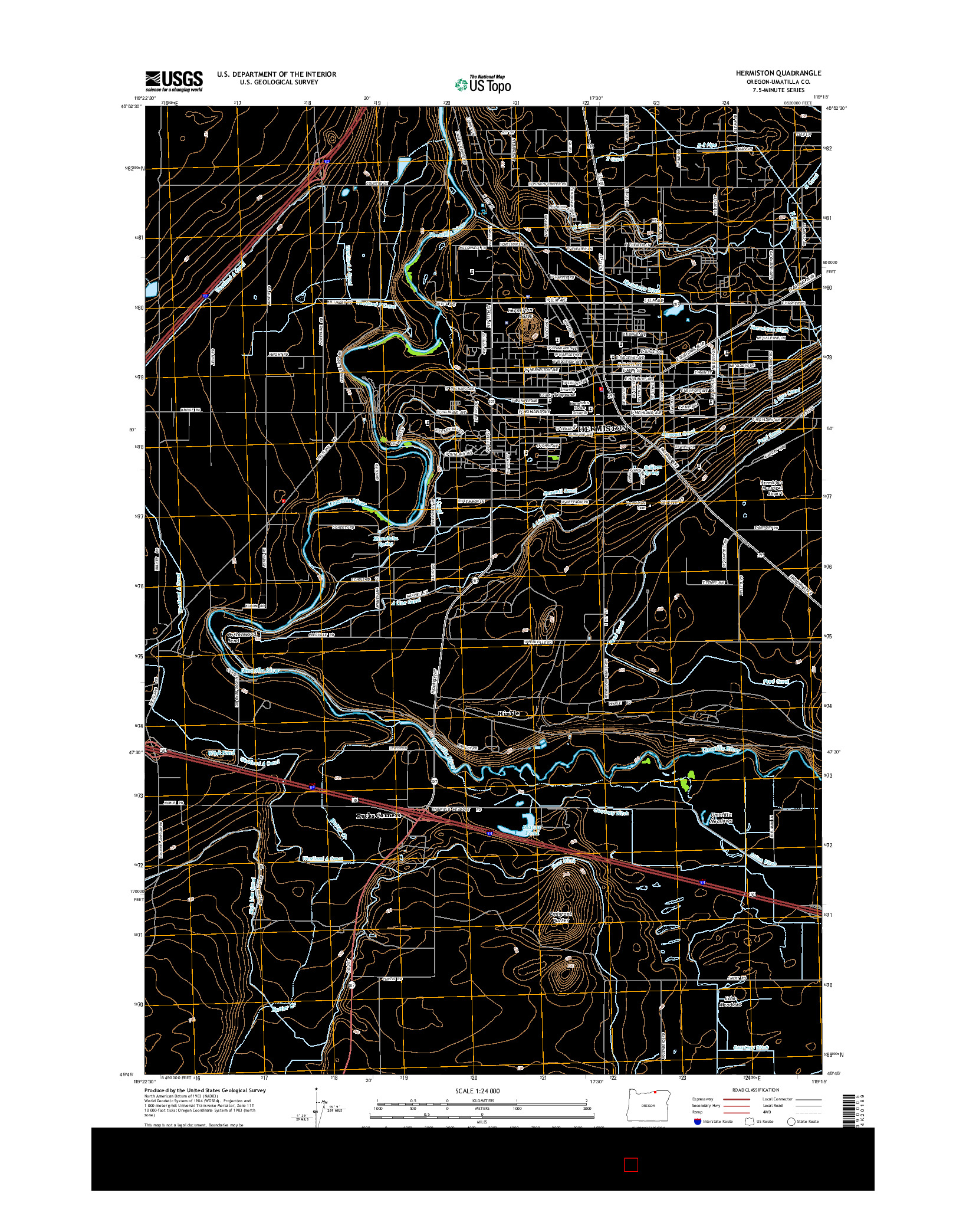 USGS US TOPO 7.5-MINUTE MAP FOR HERMISTON, OR 2014