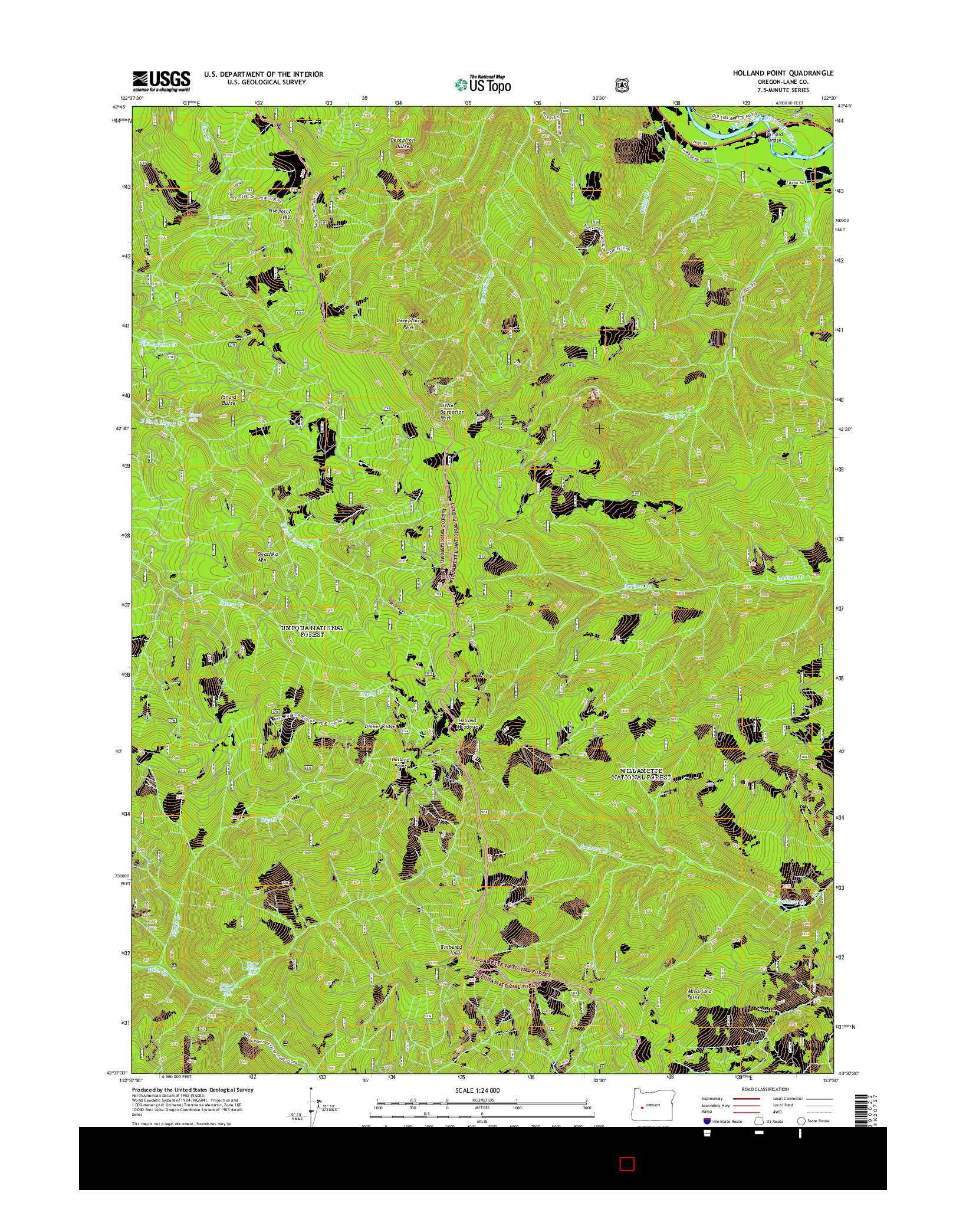 USGS US TOPO 7.5-MINUTE MAP FOR HOLLAND POINT, OR 2014