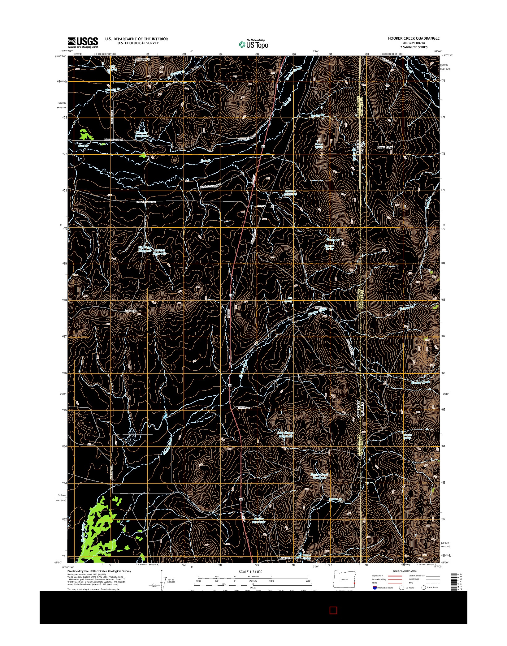 USGS US TOPO 7.5-MINUTE MAP FOR HOOKER CREEK, OR-ID 2014