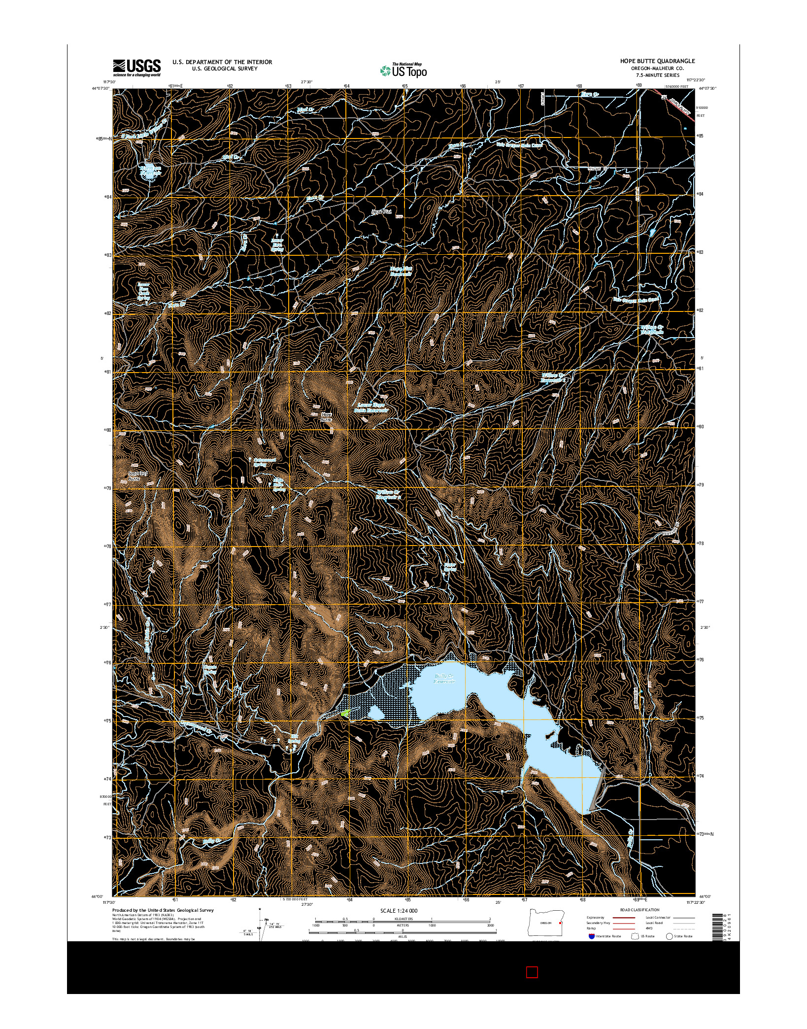 USGS US TOPO 7.5-MINUTE MAP FOR HOPE BUTTE, OR 2014